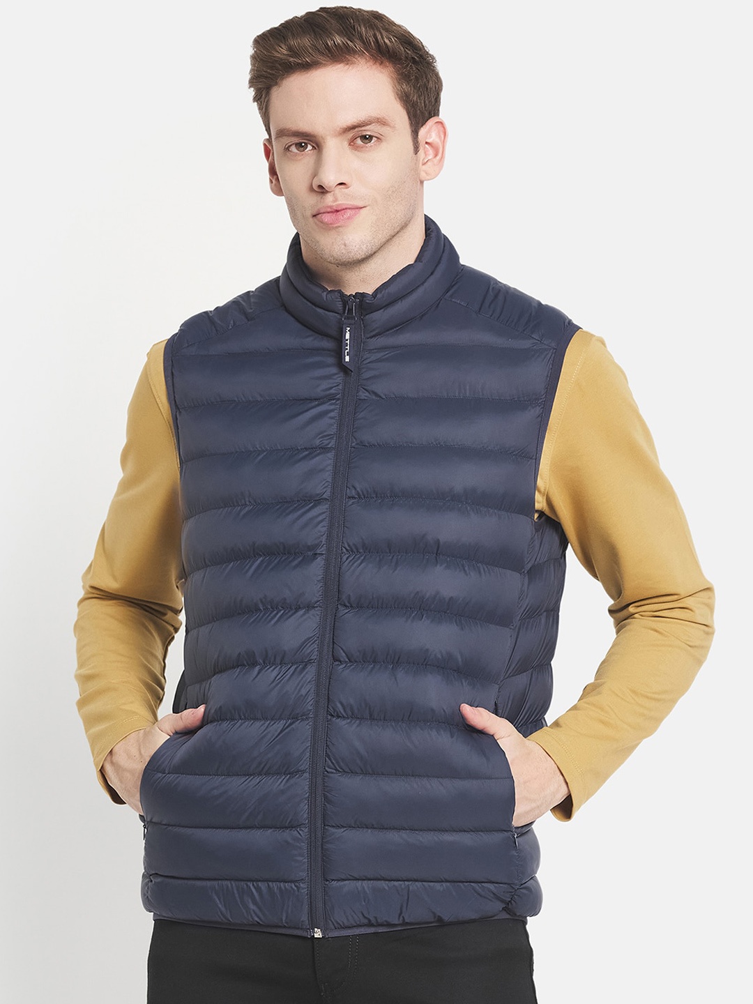 

METTLE Men Navy Blue Puffer Jacket