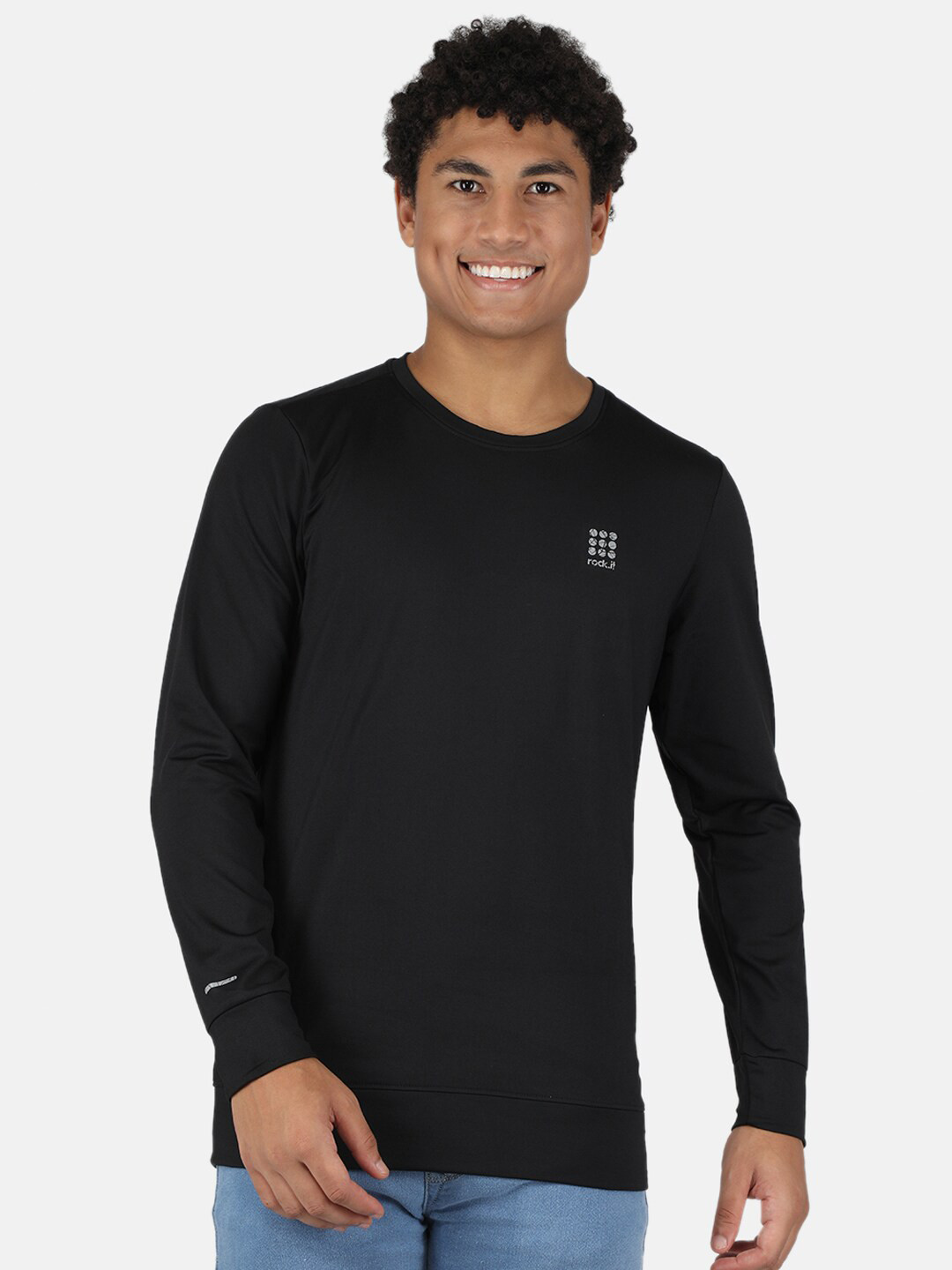 

rock it Men Black Solid Sweatshirt