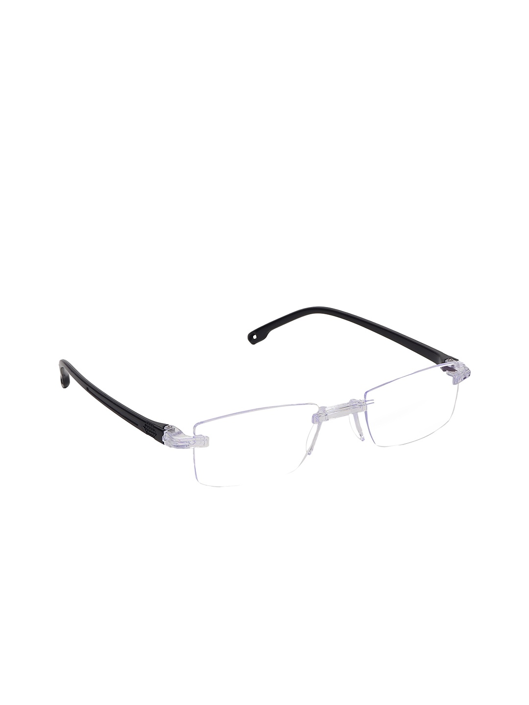 

ALIGATORR Black Rectangle Sunglasses with UV Protected Lens AGR_BLU BLK RIMLES, Transparent