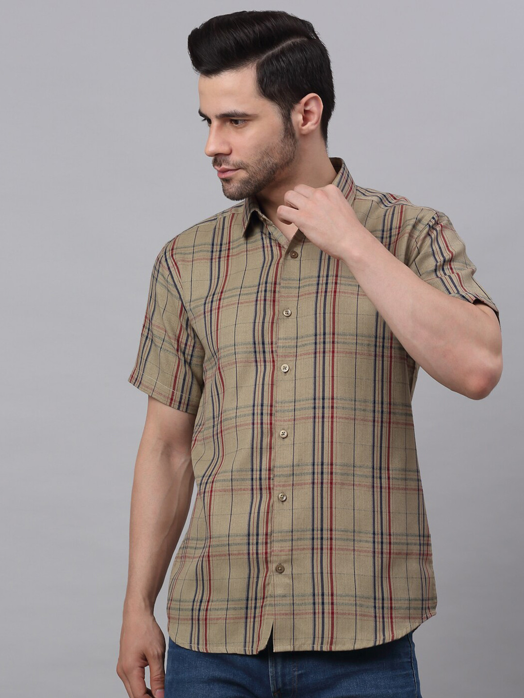

JAINISH Men Brown Classic Tartan Checked Casual Shirt