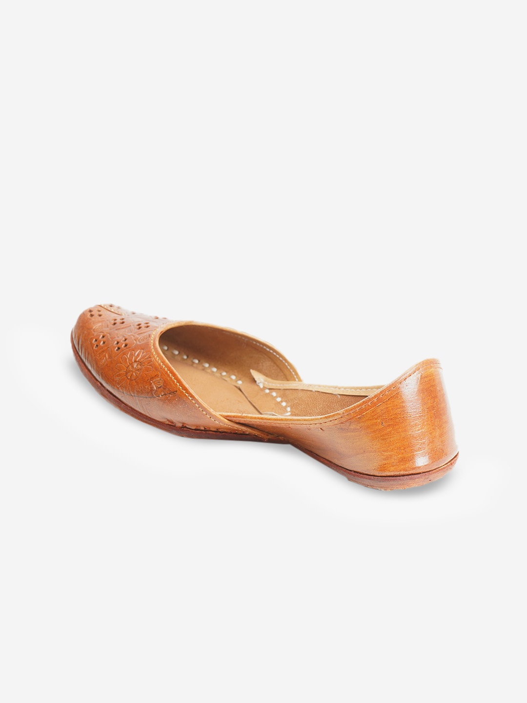 

Ta Chic Women Brown Textured Laser Cuts Ethnic Mojaris Flats
