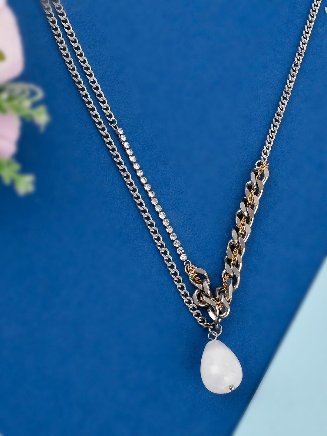 

AQUASTREET Men Silver-Toned & White Silver-Plated Necklace