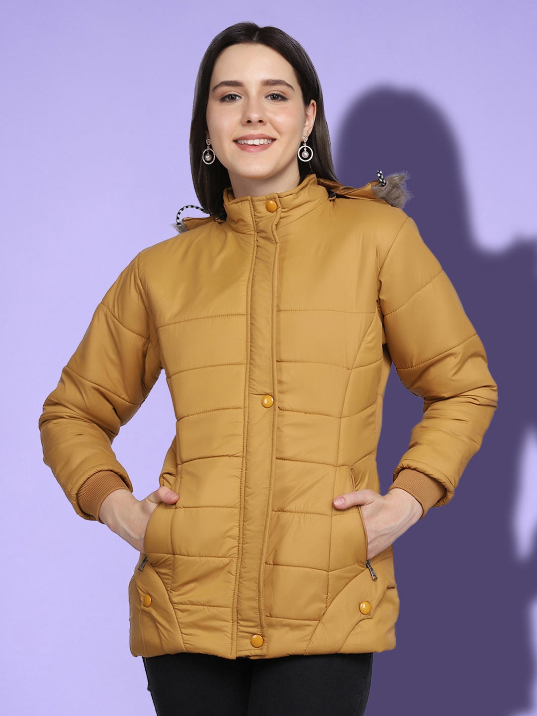 

BUY NEW TREND Women Yellow Lightweight Longline Quilted Jacket