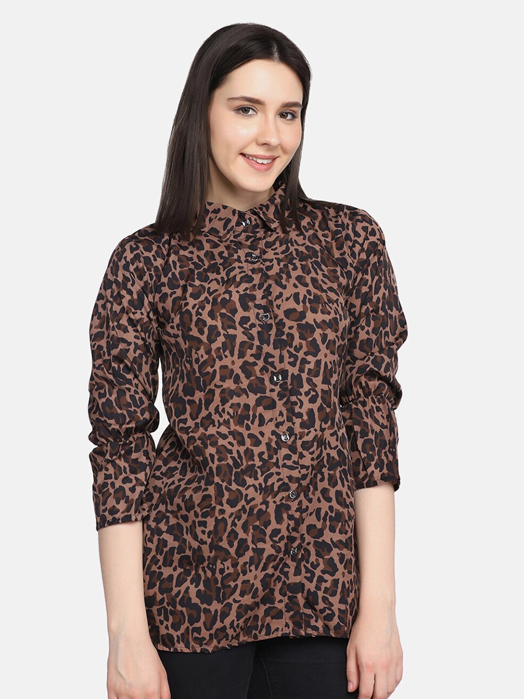 

BUY NEW TREND Women Brown Relaxed Printed Casual Shirt