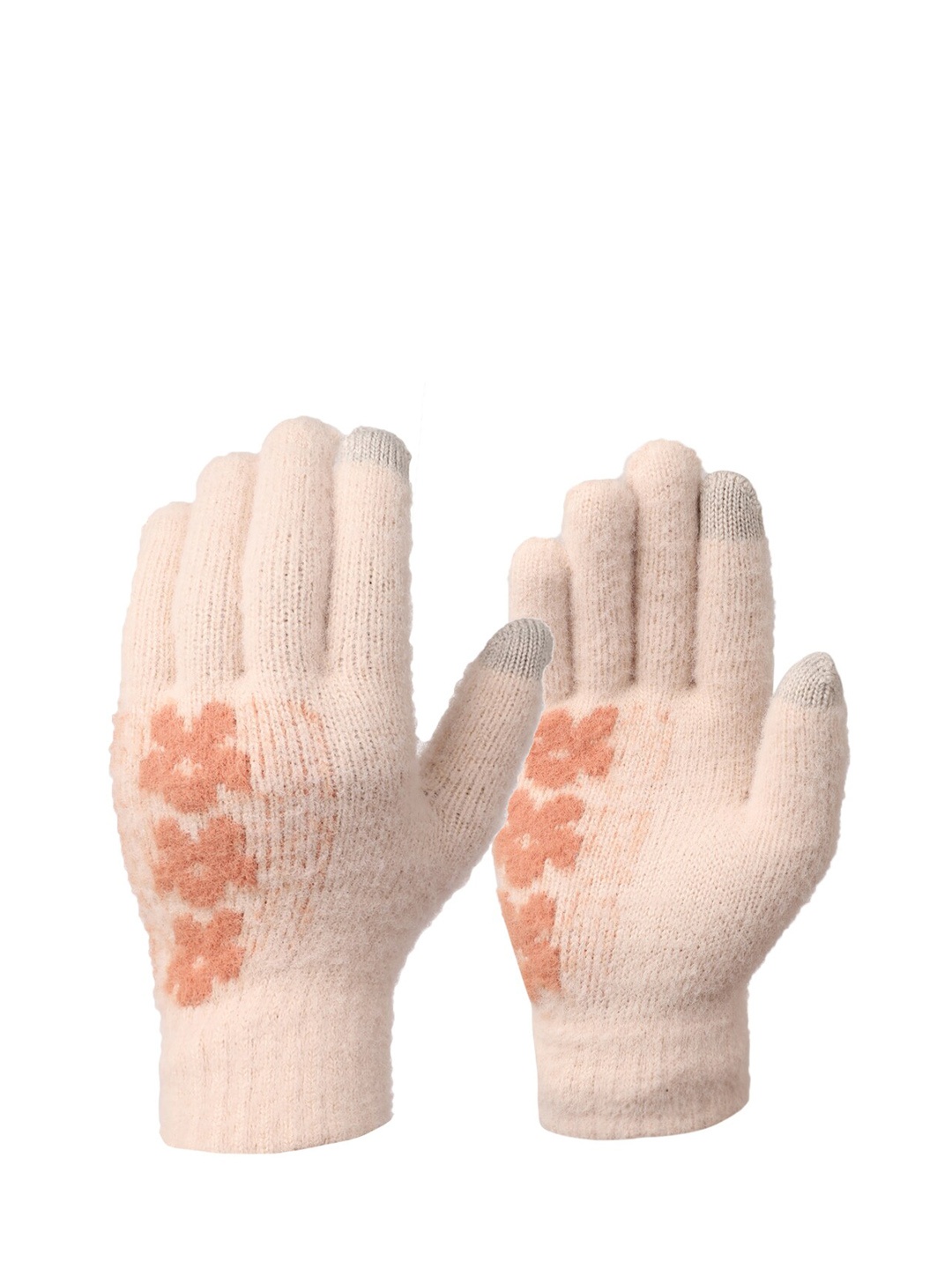 

ELLIS Women Cream Patterned Hand Gloves