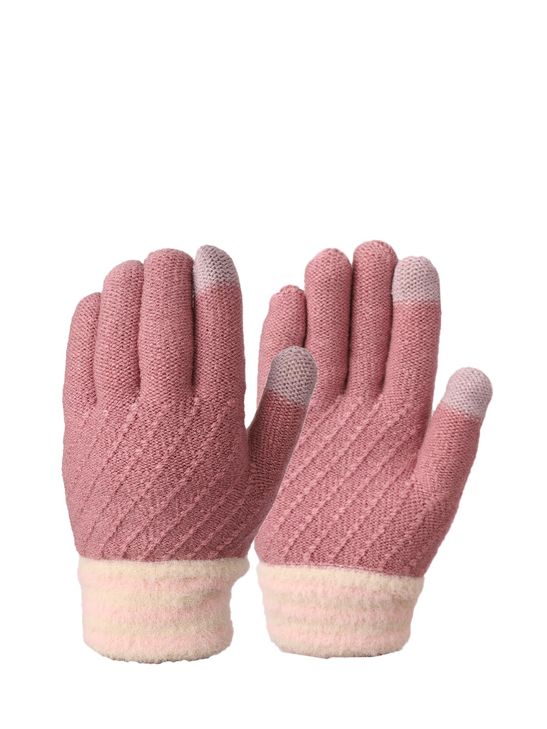 

ELLIS Women Pink Textured Acrylic Gloves