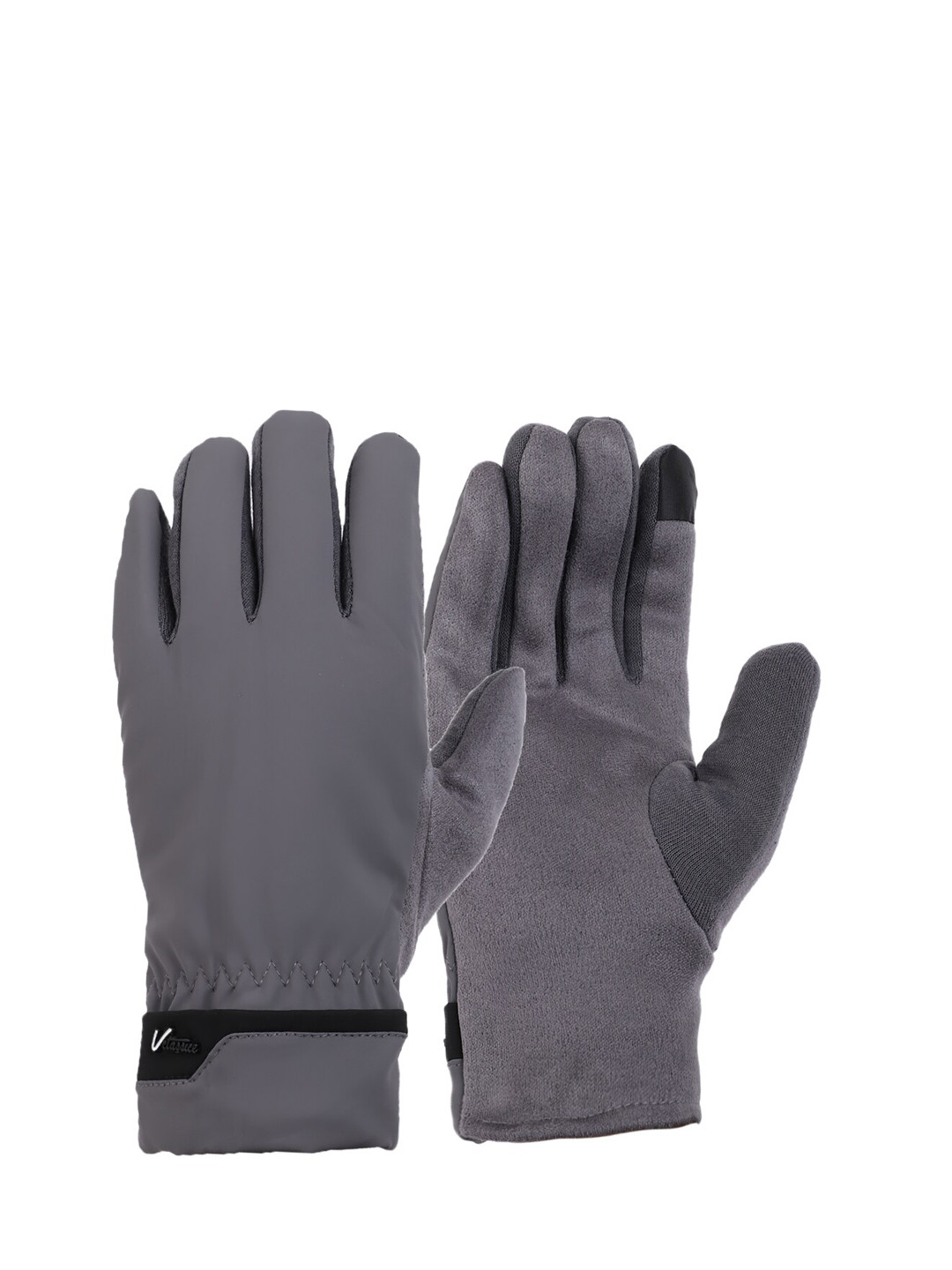 

ELLIS Grey Solid Acrylic Winter Gloves