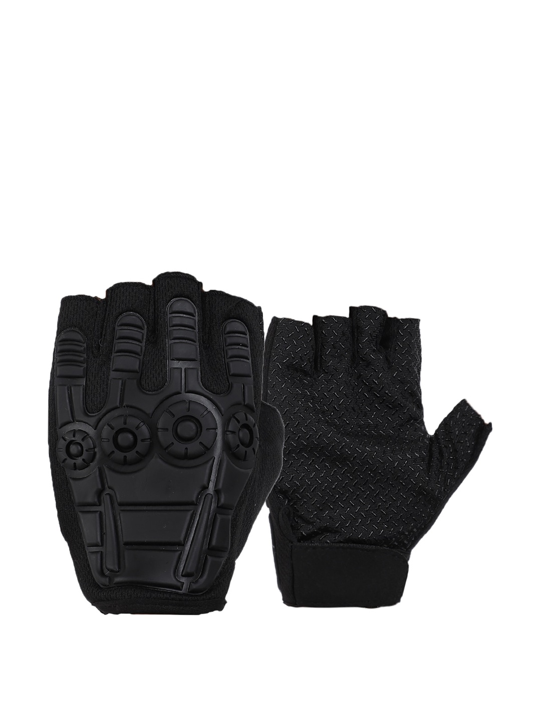 

ELLIS Black Solid Half-Finger Gloves