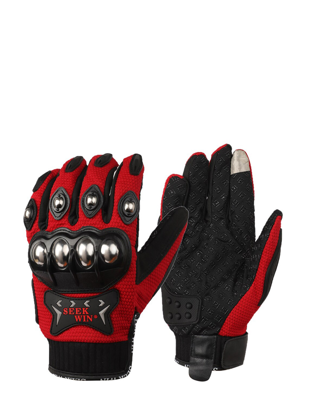

ELLIS Unisex Red & Black Colourblocked Acrylic Hand Gloves