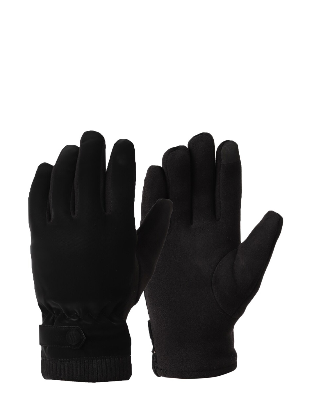

ELLIS Black Solid With Belted Closure Gloves