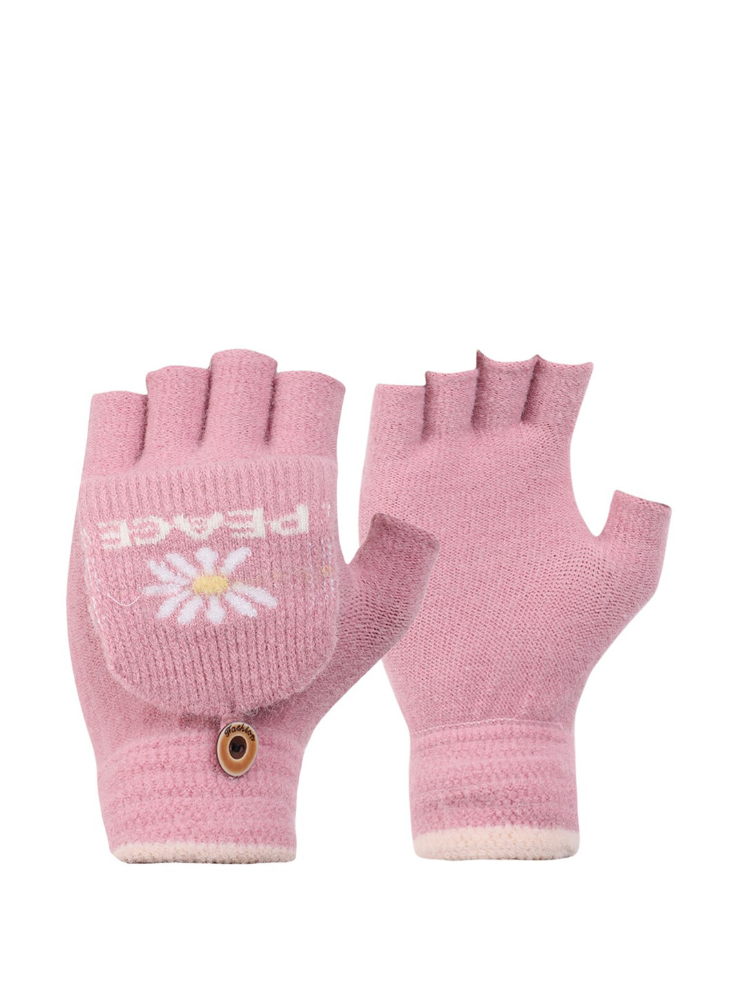 

ELLIS Pink Self Design Acrylic 2 In 1 Gloves