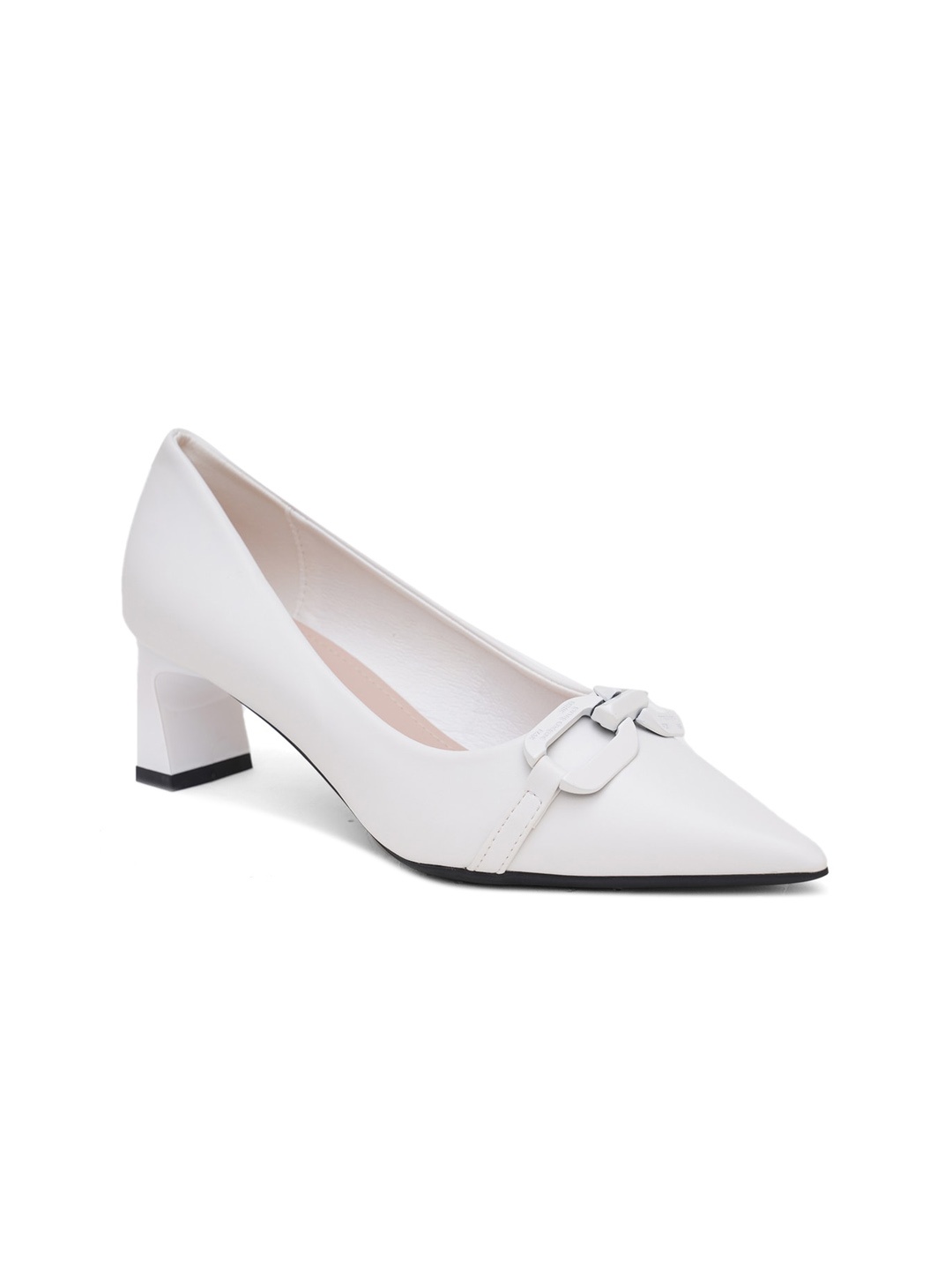 

SHUZ TOUCH Women White Block Pumps with Bows
