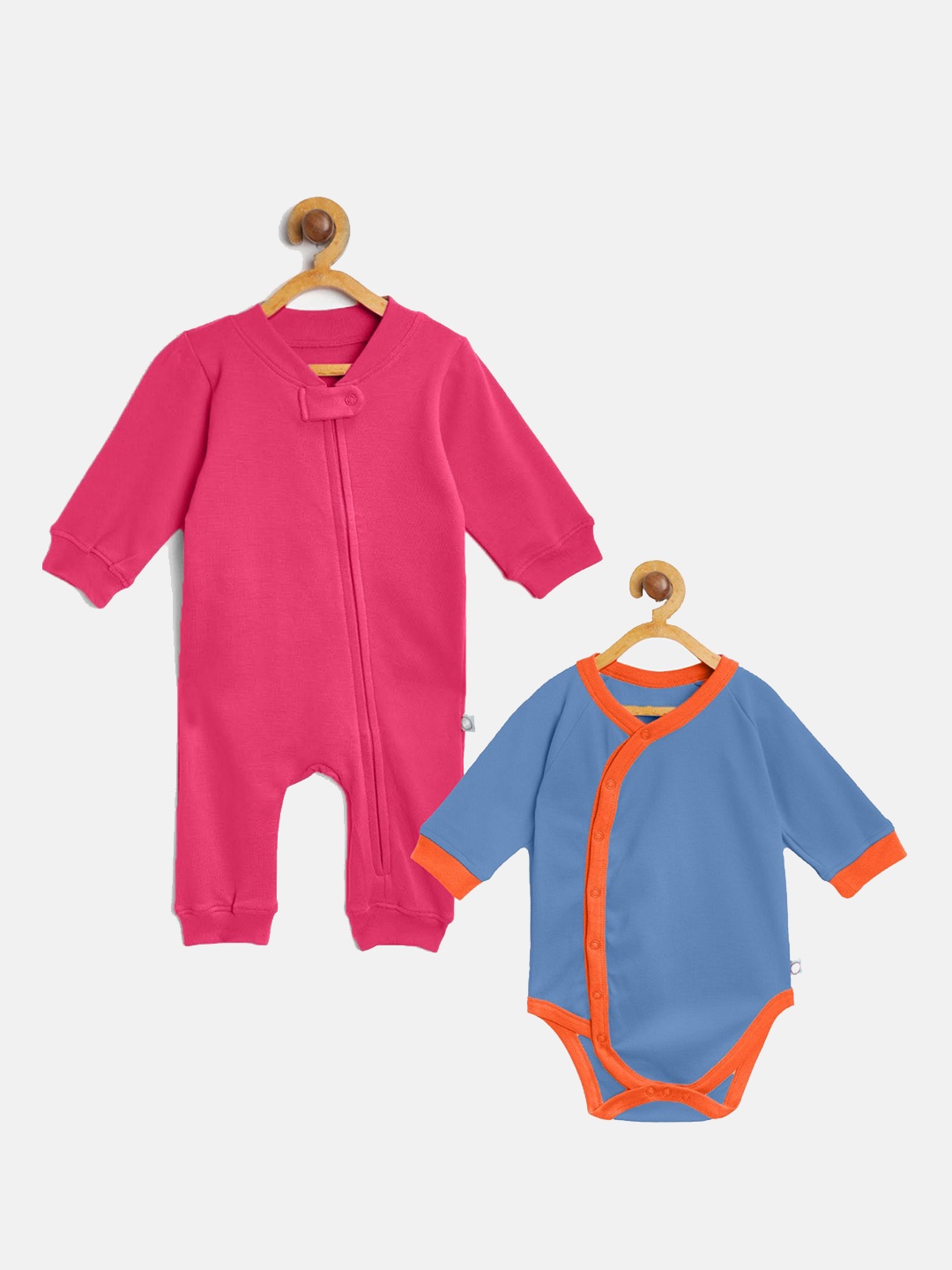 

cherrytoes Infants Blue & Pink Solid Pure Cotton Baby Apparel Gift Set