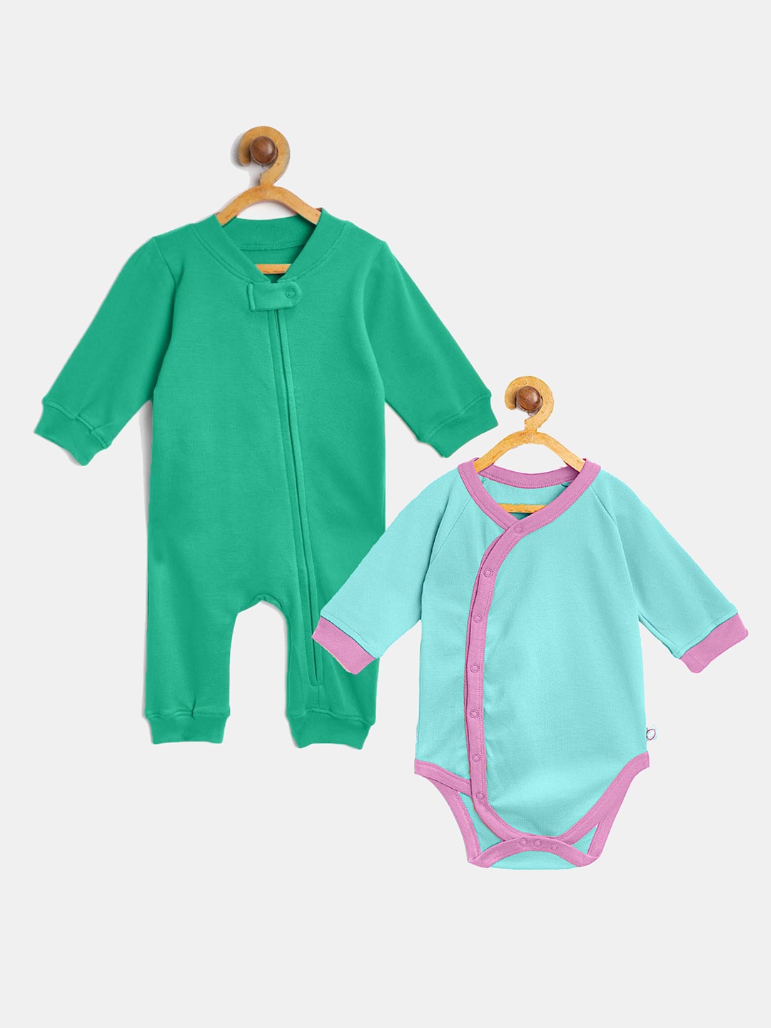 

cherrytoes Infant Kids Solid 2-Pcs Pure Cotton Baby Apparel Gift Set, Blue