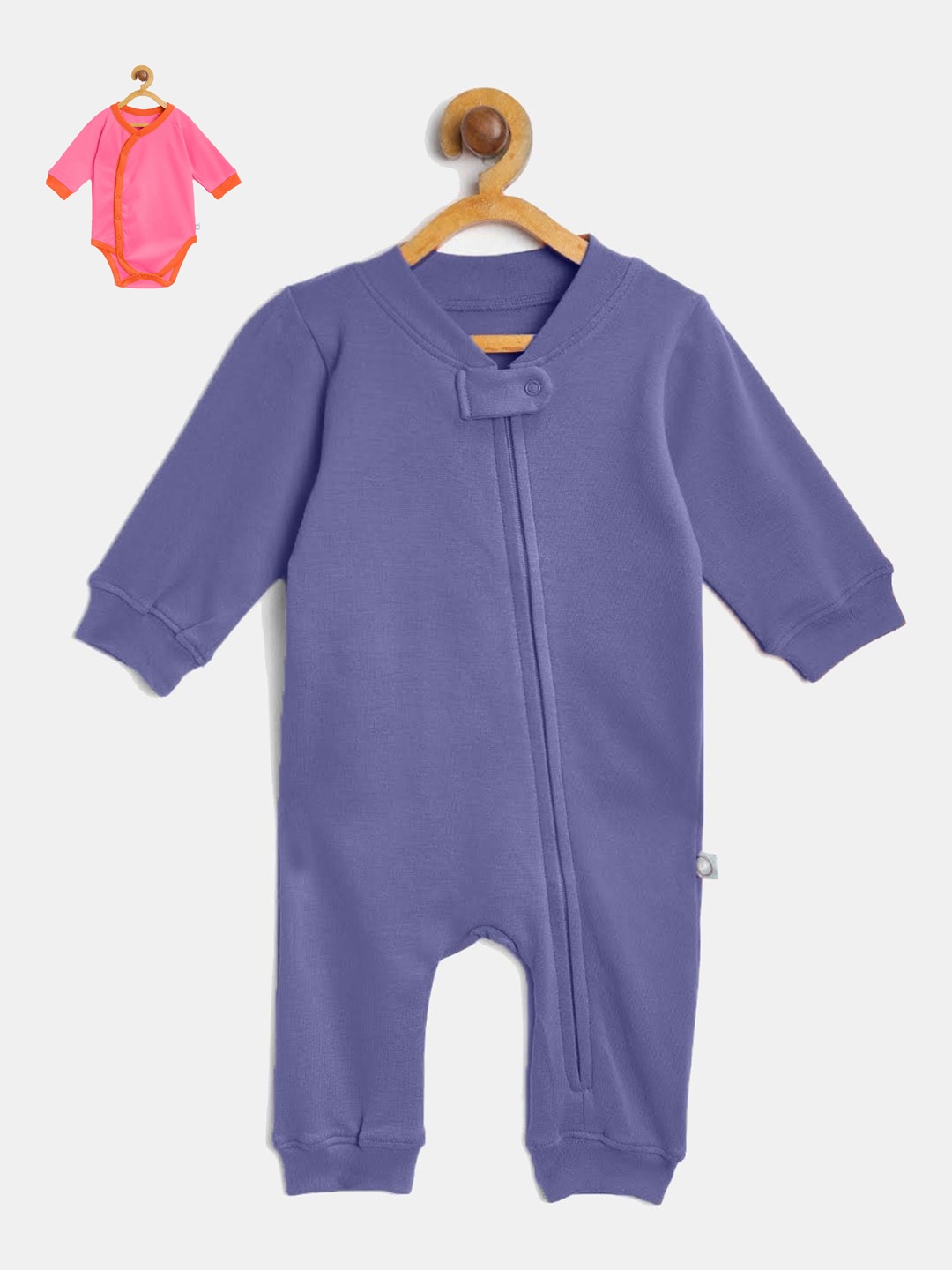 

cherrytoes Kids Blue & Pink Zip Romper and Full Onesie Baby Apparel Gift Set