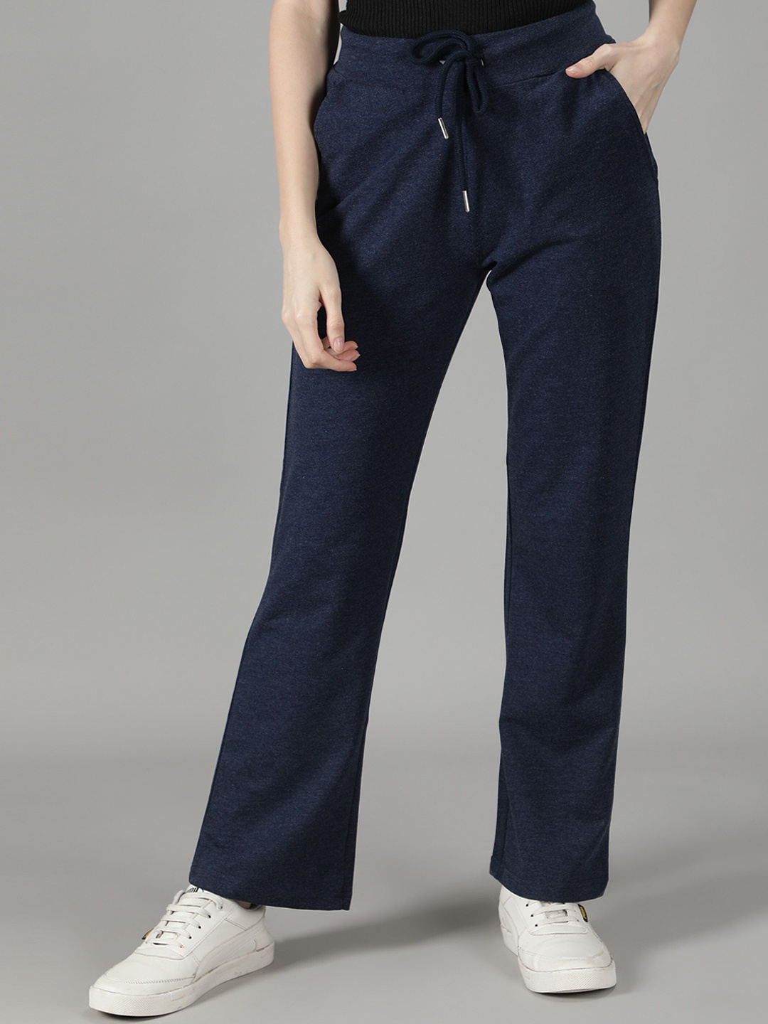 

Sonex Gold Women Blue Melange Solid Cotton Track Pant