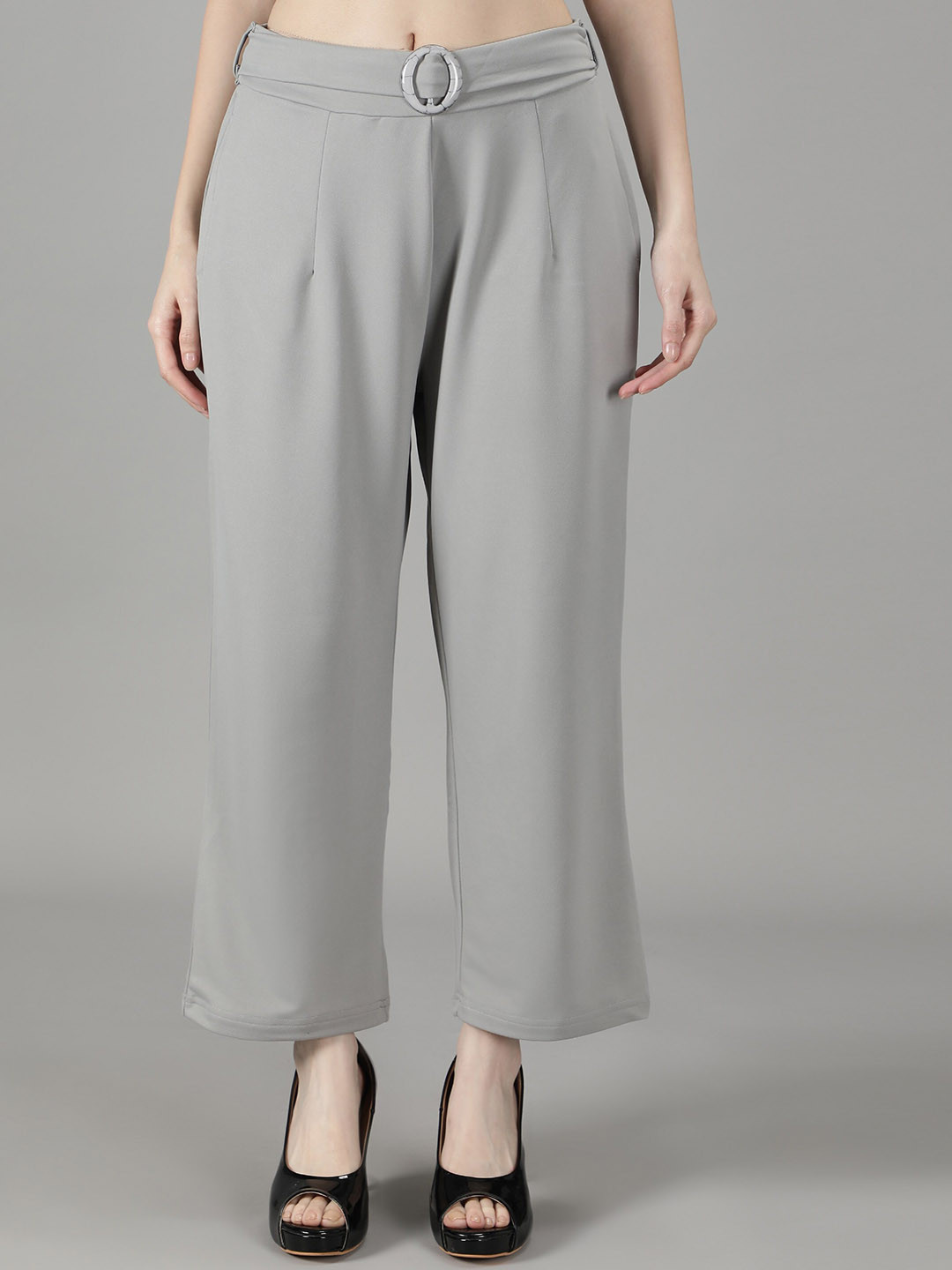 

Sonex Gold Women Grey Relaxed Straight Leg Loose Fit Trousers