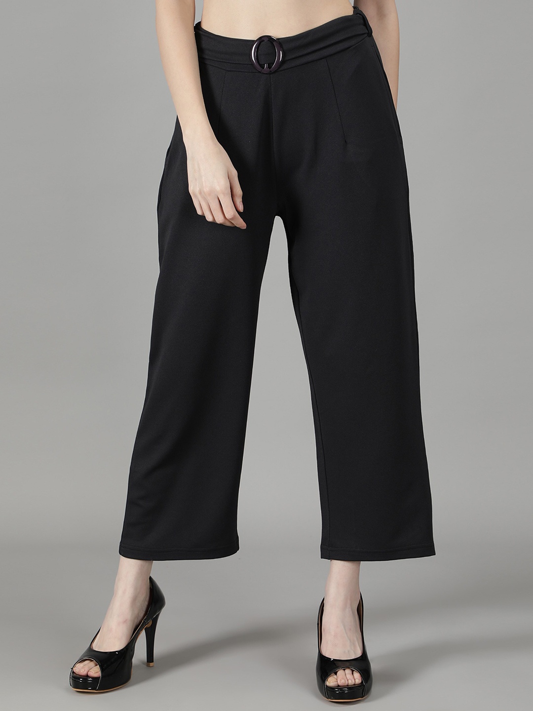 

Sonex Gold Women Charcoal Relaxed Straight Leg Loose Fit Trousers