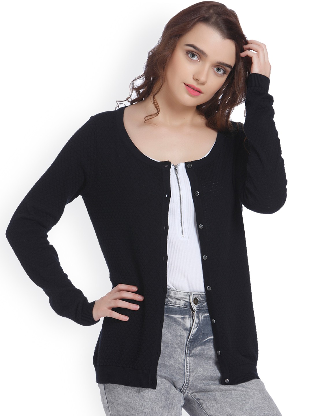 

Vero Moda Women Black Solid Cardigan