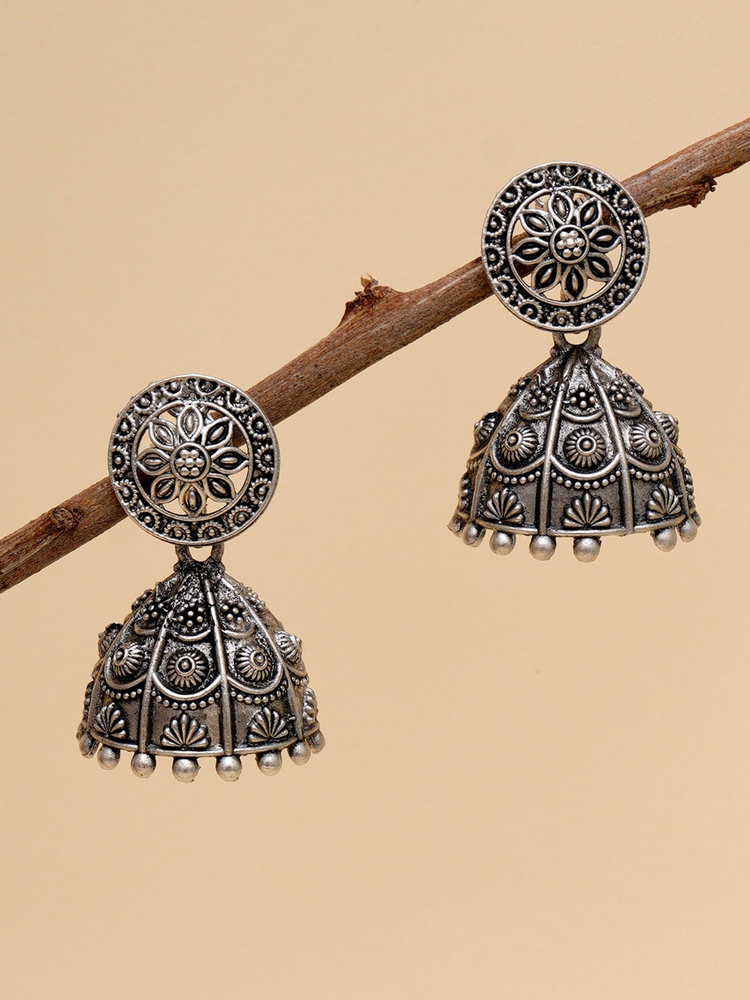 

KARATCART Silver-Plated Classic Jhumkas Earrings