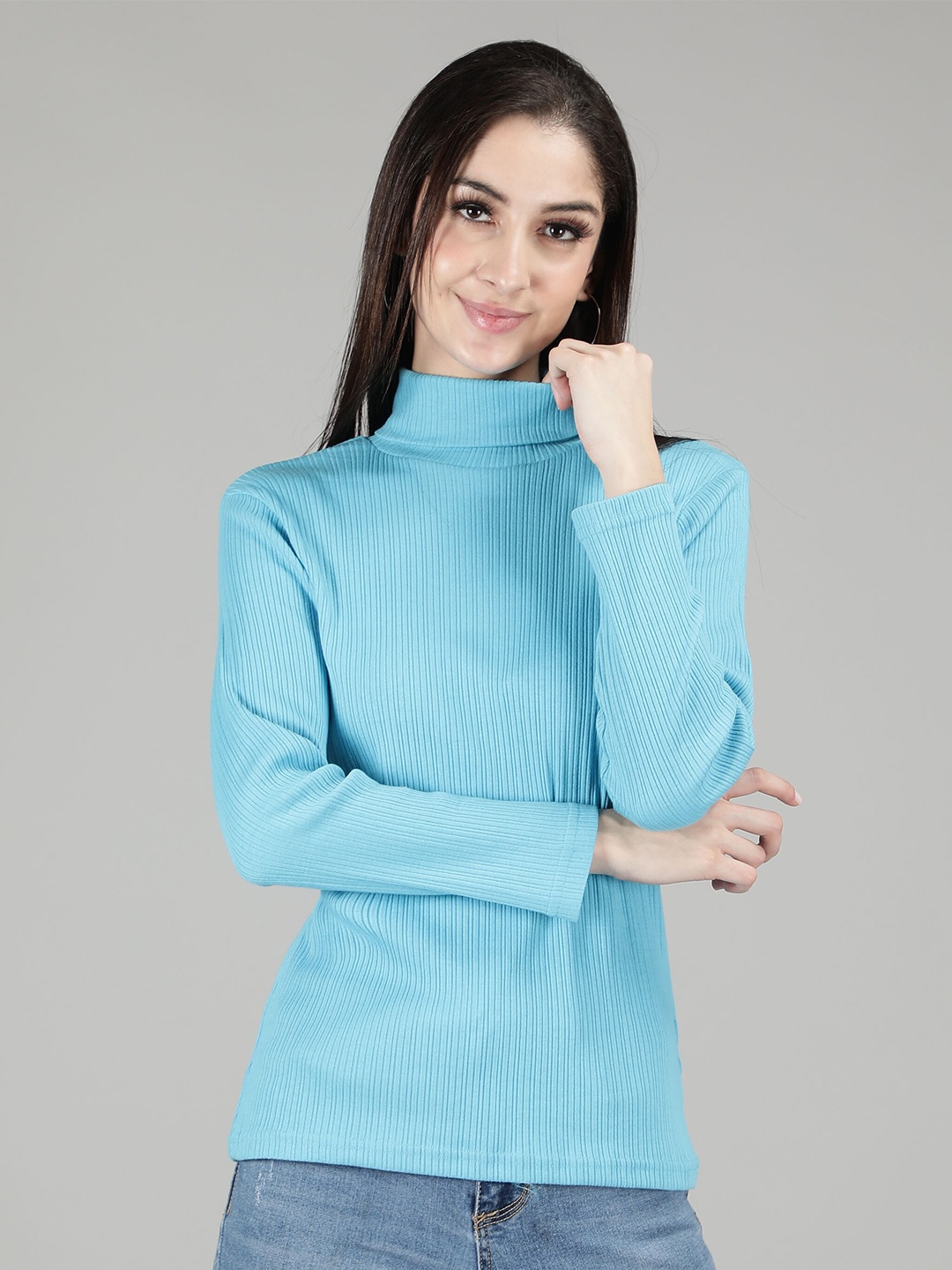 

Sonex Gold Women Turquoise Blue Solid Top