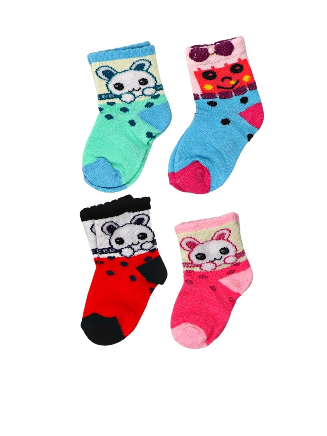 

YOUSTYLO Kids Pack of 4 Patterned Ankle Length Socks, Red