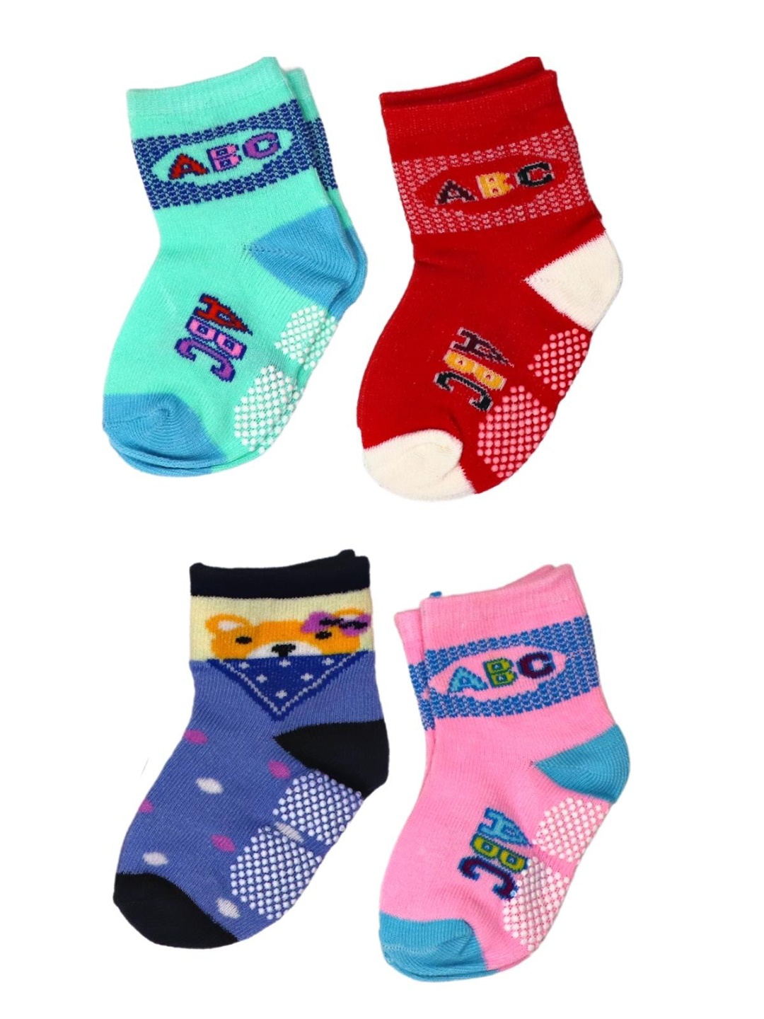 

YOUSTYLO Infant Pack Of 4 Patterned Ankle Length Socks, Red