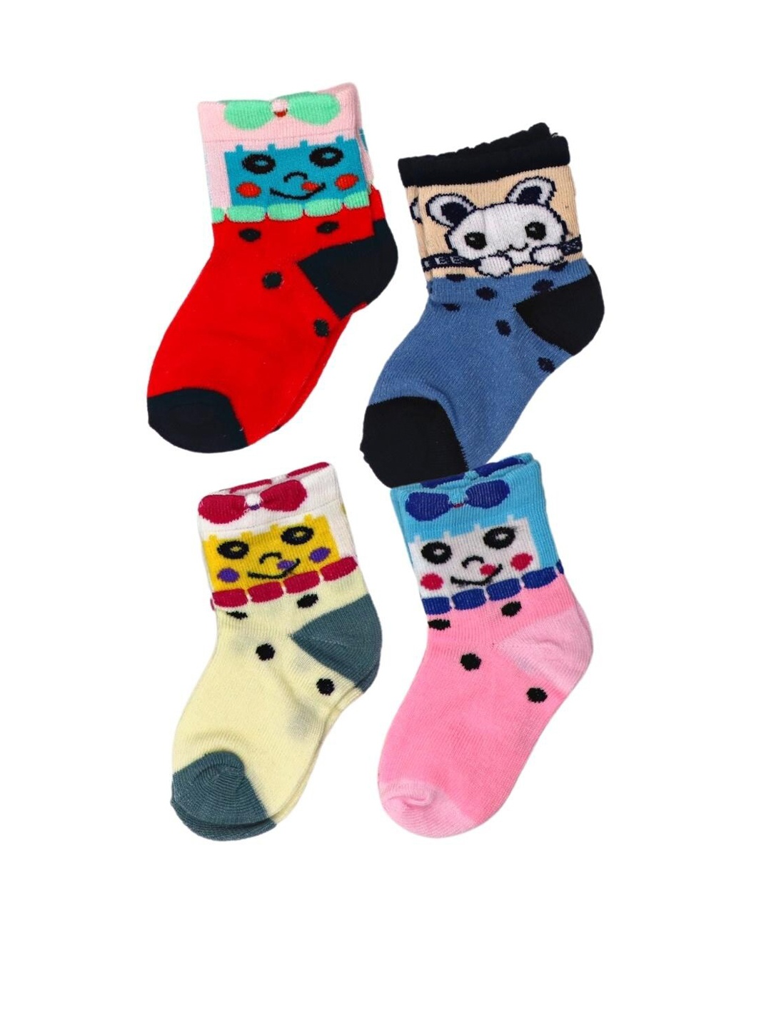 

YOUSTYLO Kids Pack Of 4 Patterned Ankle Length Socks, Red
