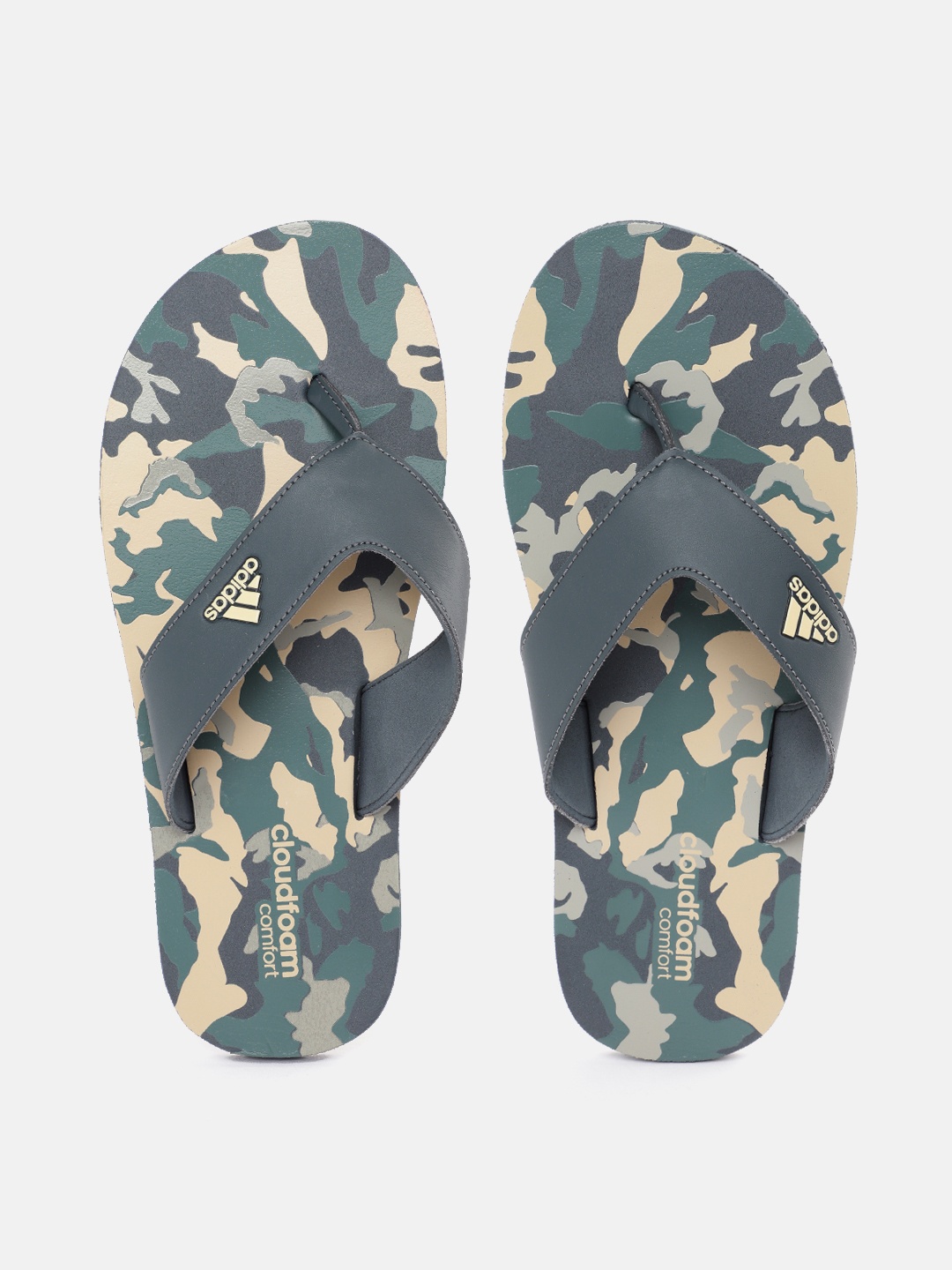 

ADIDAS Men Camouflaged Print Thong Flip-Flops, Green