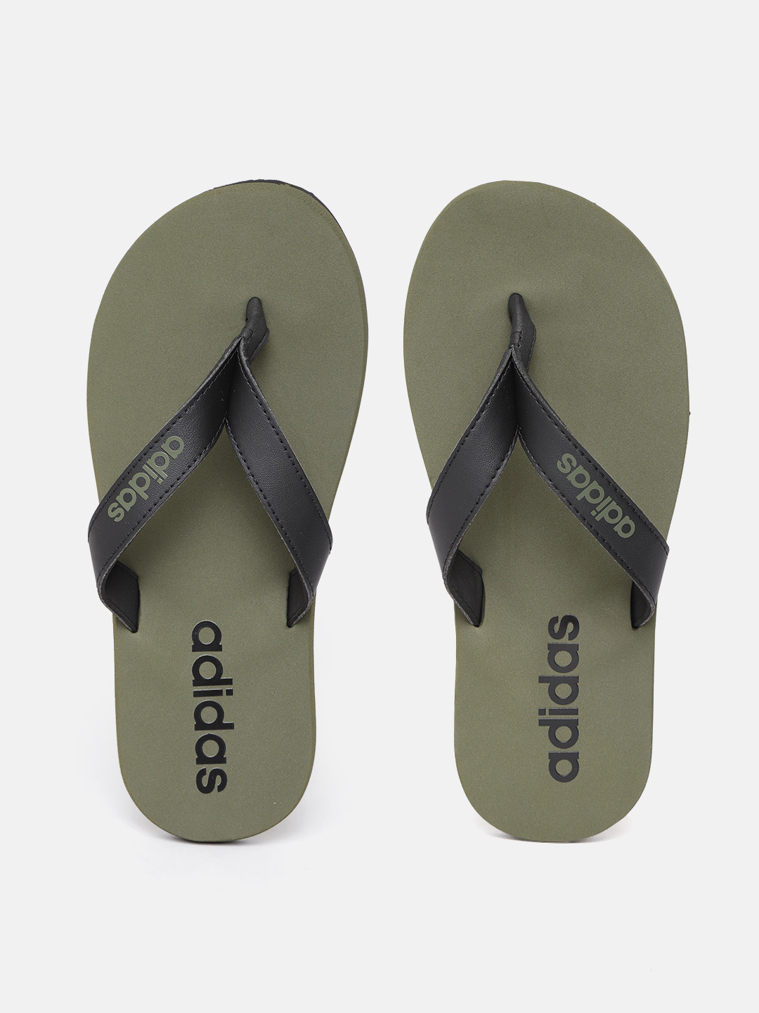 

ADIDAS Men Brand Logo Print Thong Flip-Flops, Olive