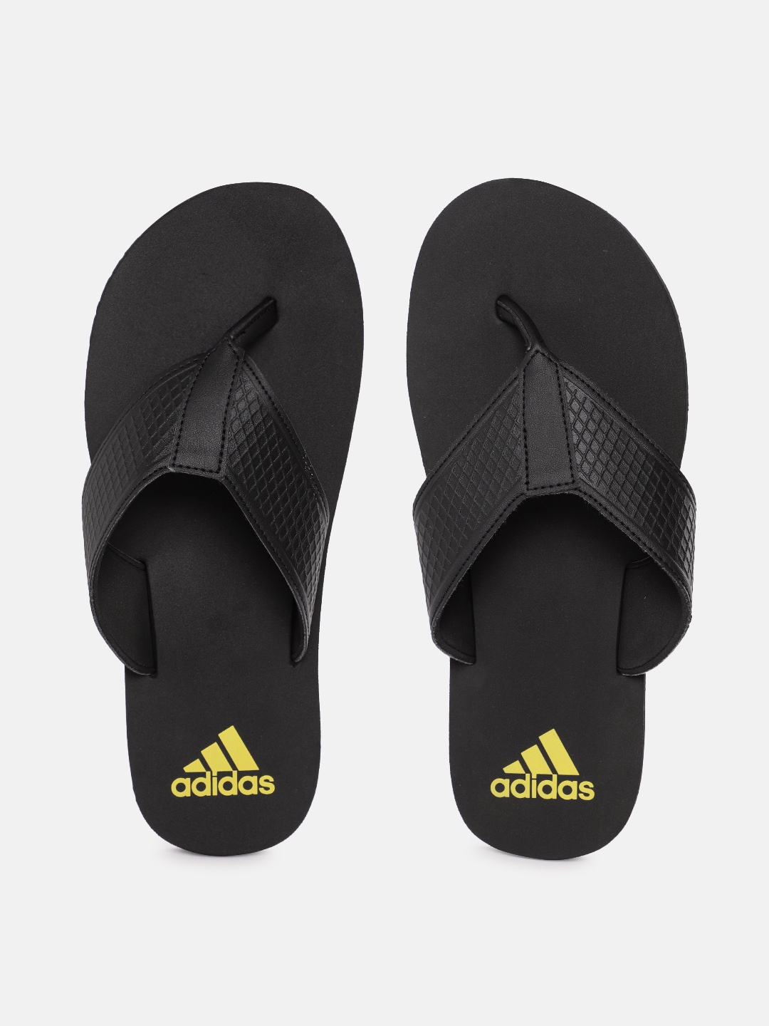 

ADIDAS Men Textured Thong Flip Flops with Printed Detail, Black