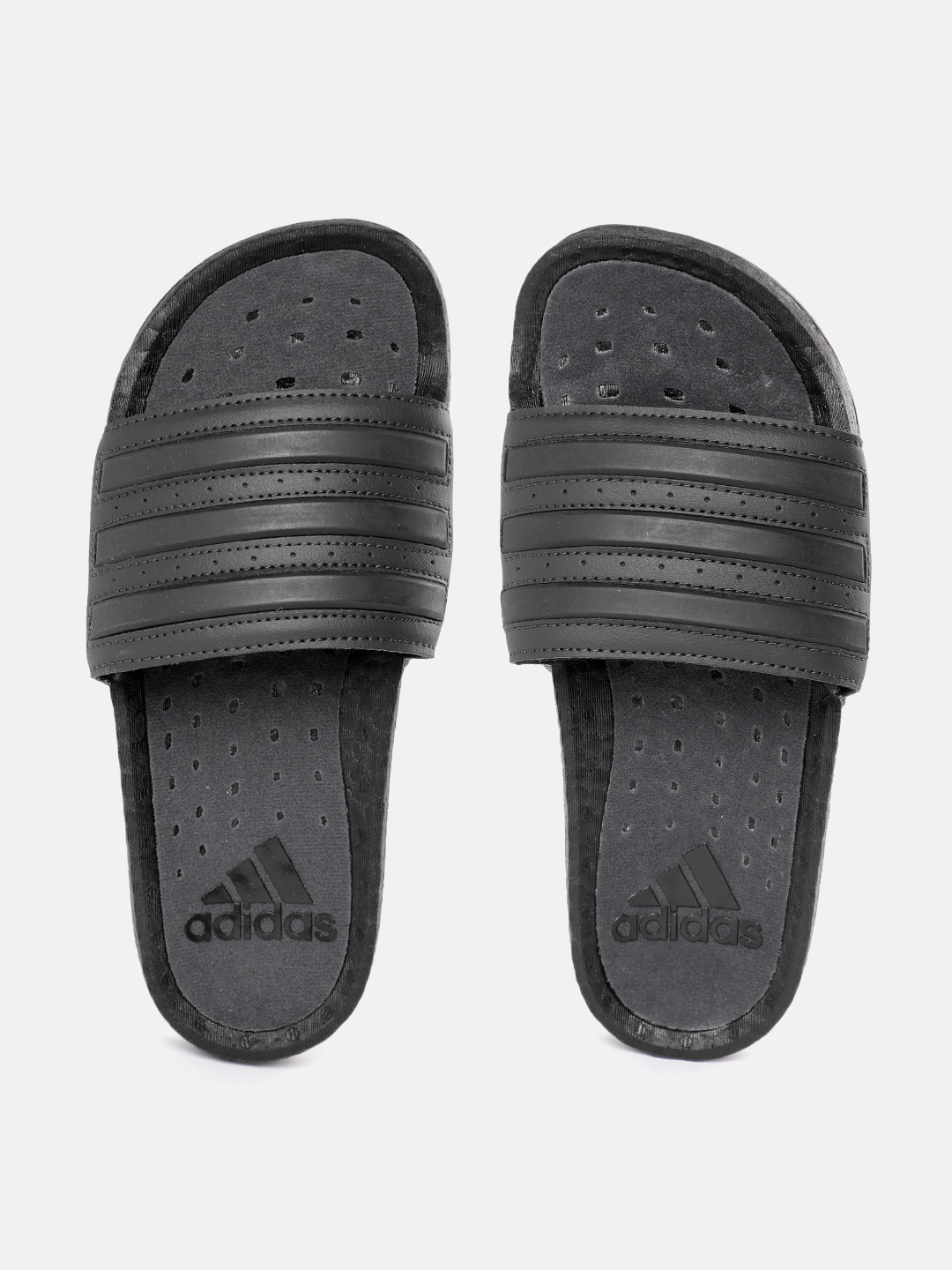 

ADIDAS Unisex Self-Striped Rubber Adilette Boost Sliders, Black