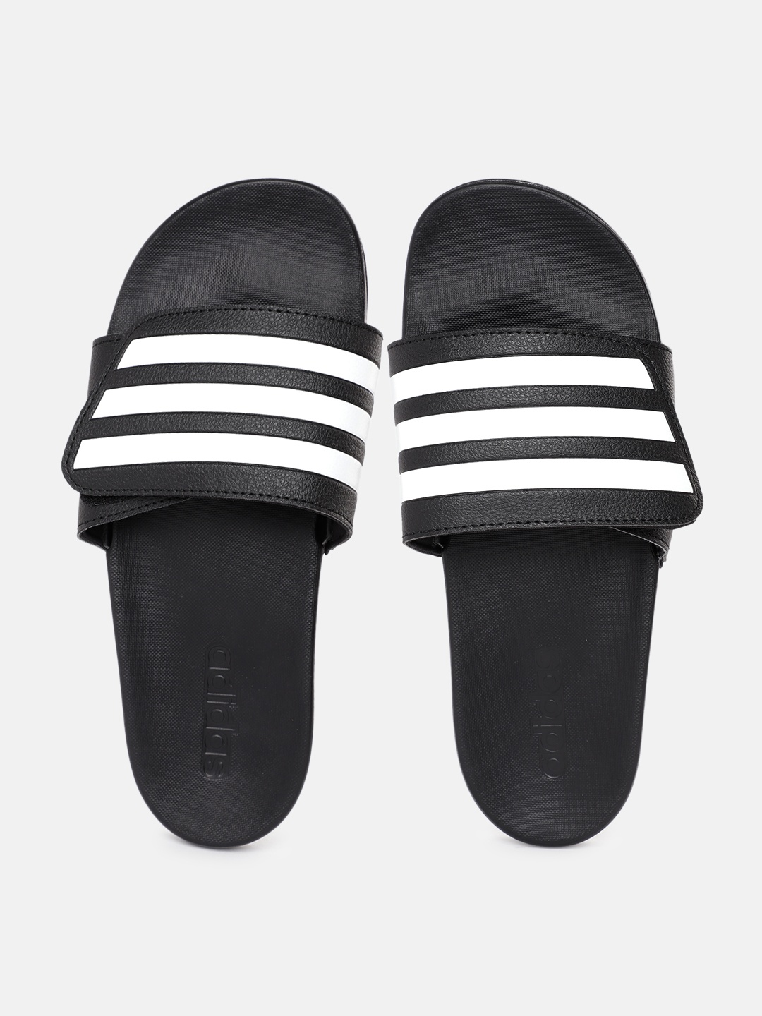 

ADIDAS Unisex Striped Adilette Comfort ADJ Sliders, Black
