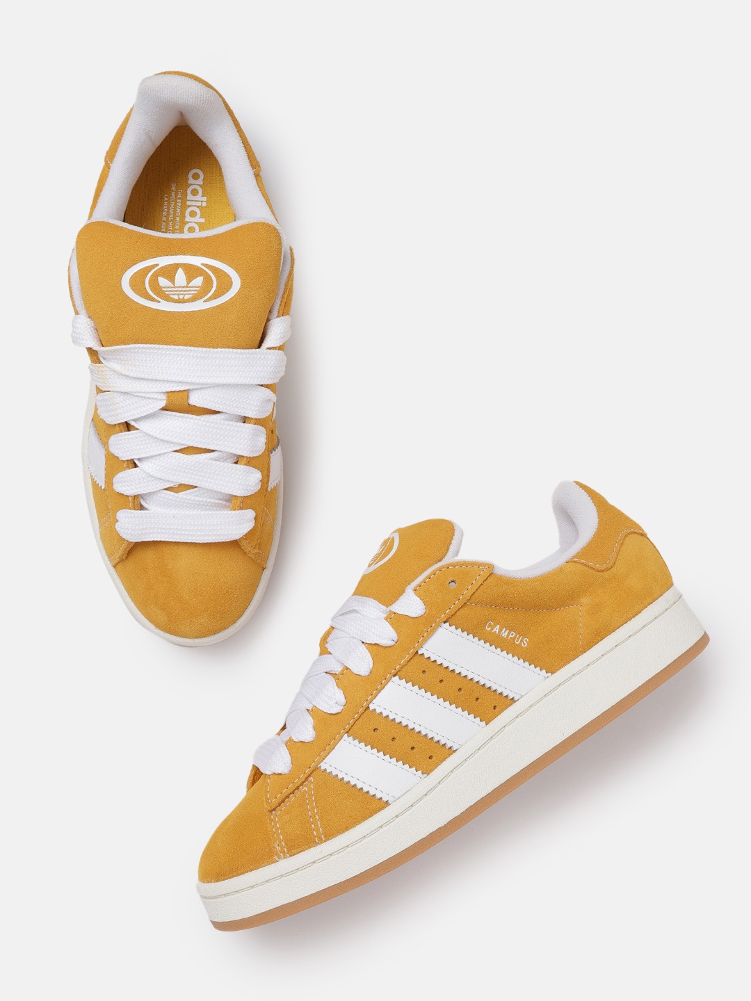 

ADIDAS Originals Men Striped Detail Leather Campus Next Gen Sneakers, Yellow