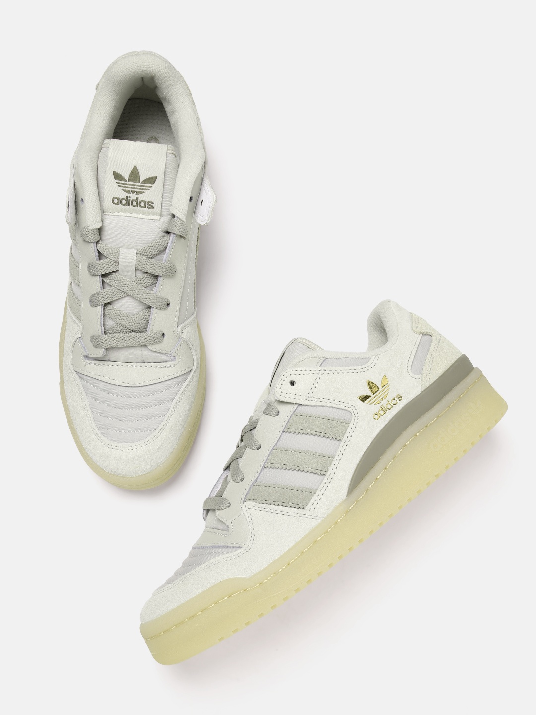 

ADIDAS Originals Men Leather Colourblocked Forum Low Sneakers, Off white