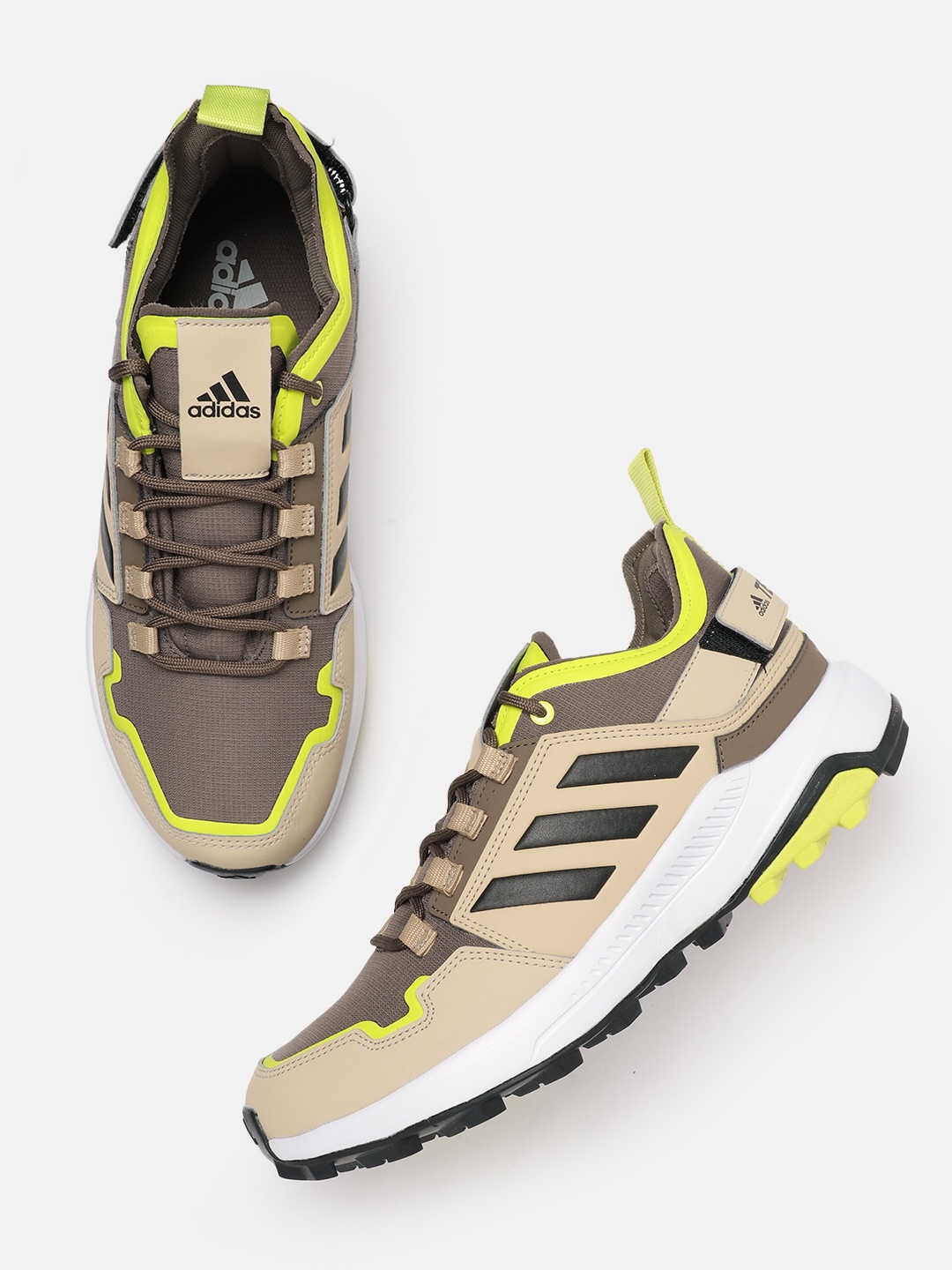 

ADIDAS Men Colourblocked Striped Detail Hitrail Mid WPN Trekking Shoes, Cream