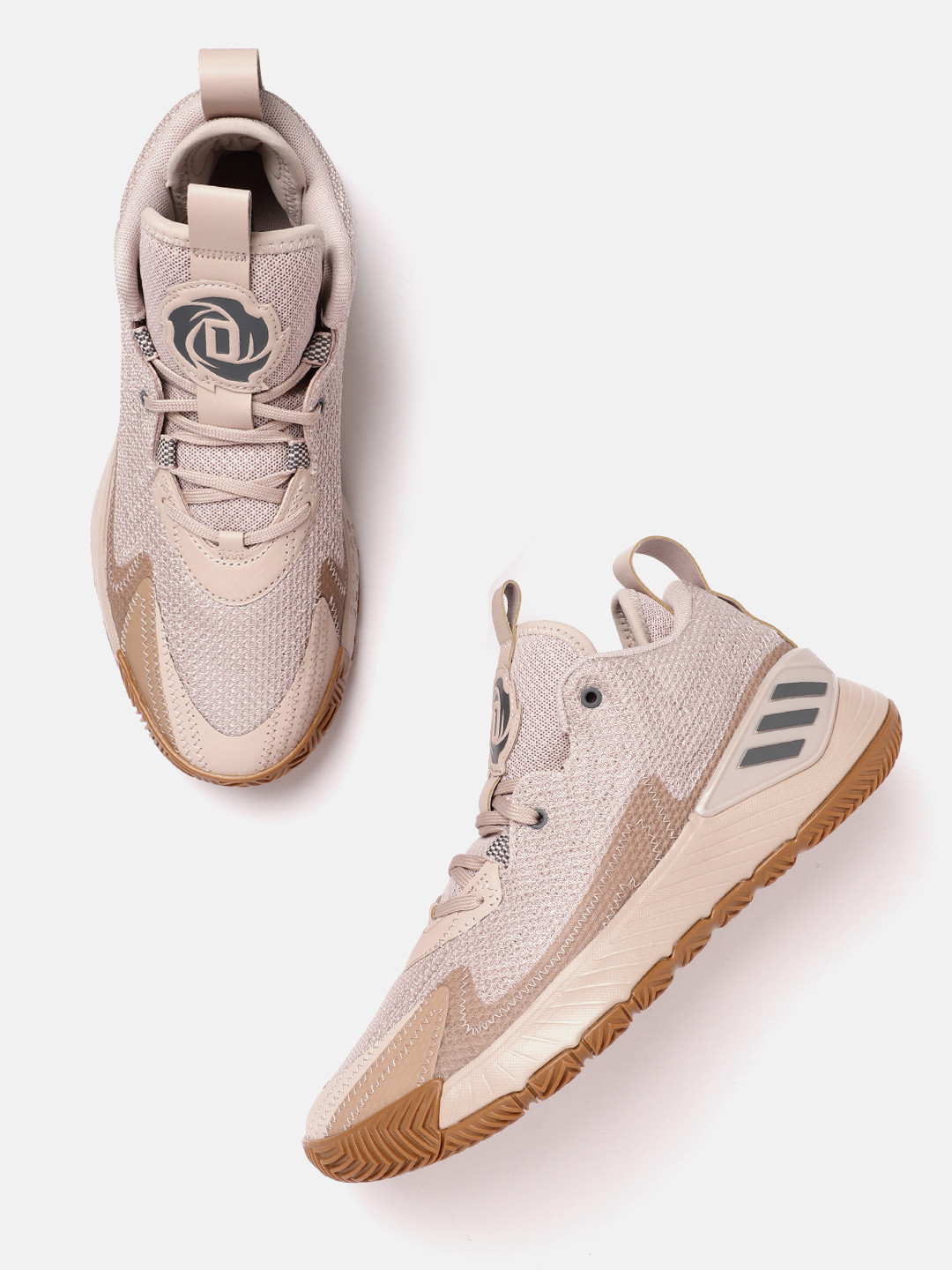 ADIDAS Unisex Mid-Top Woven Design D Rose Son of Chi II Basketball Shoes, Nude