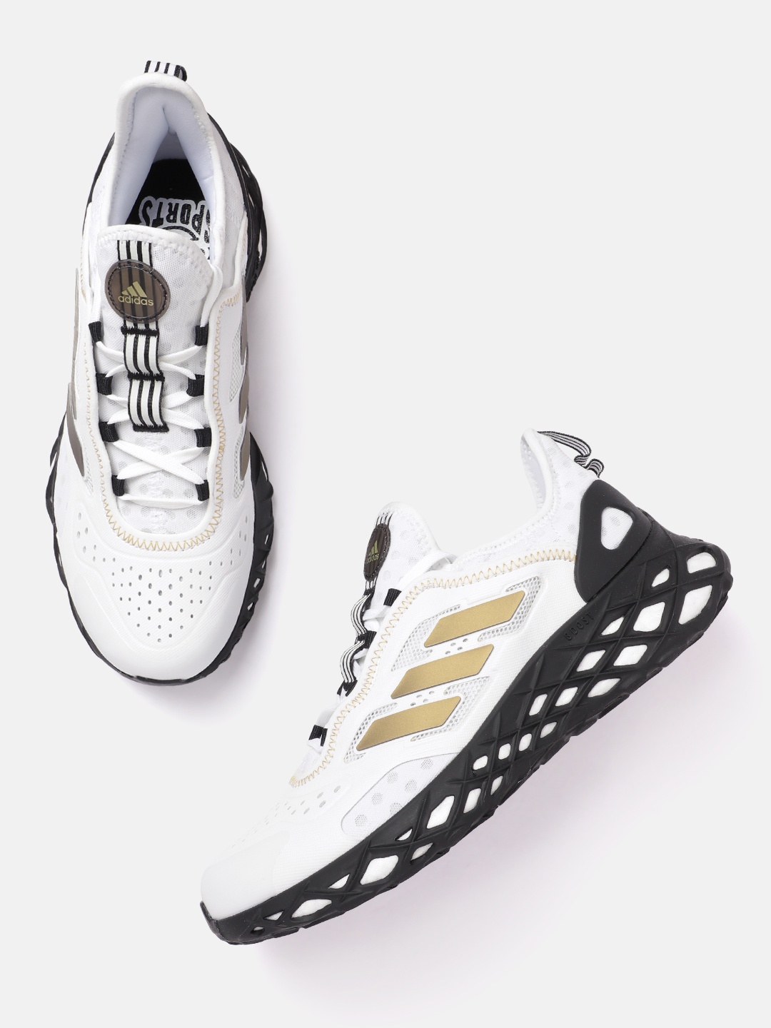 

ADIDAS Men Perforated Web Boost Running Shoes, White