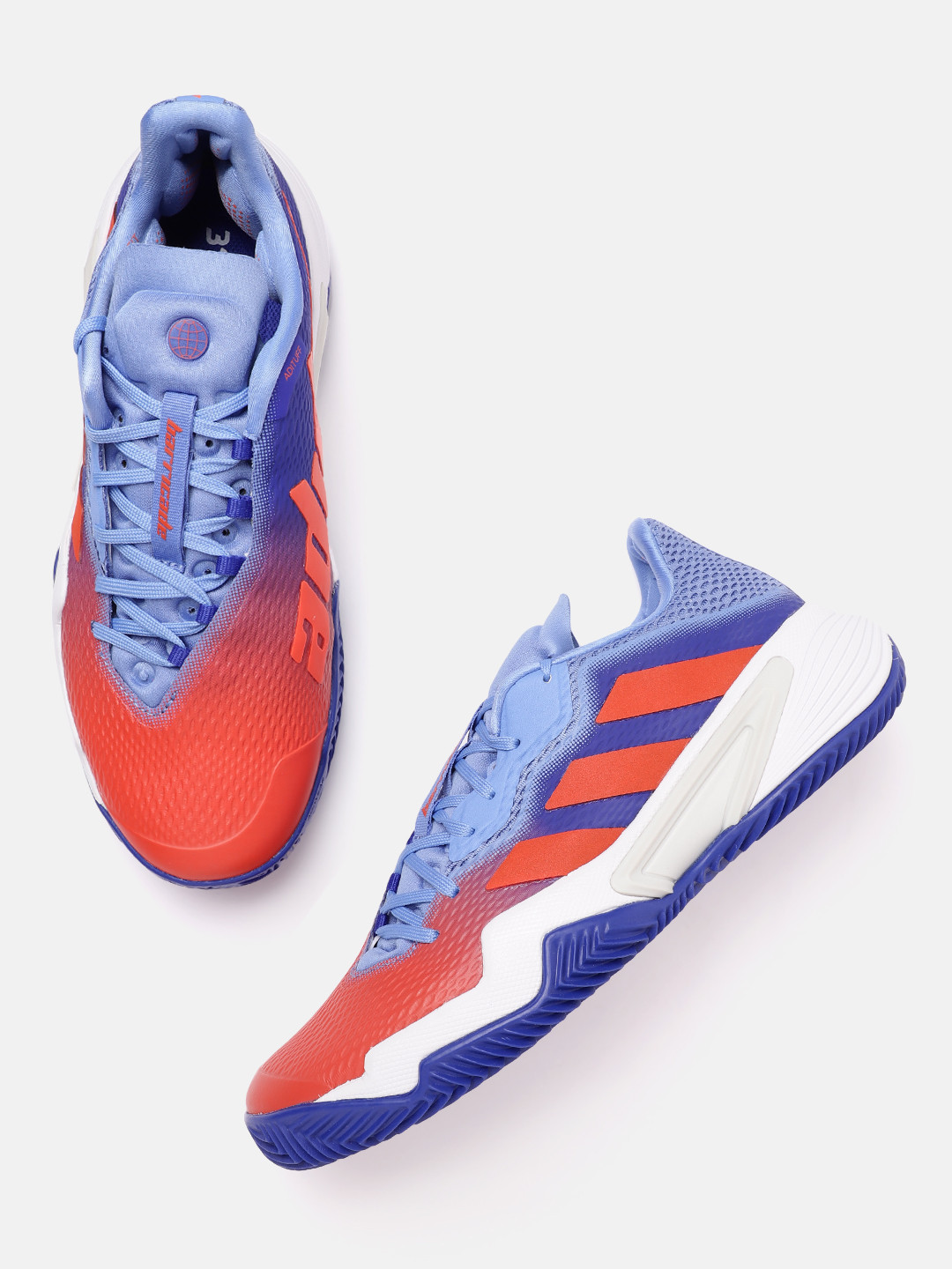 

ADIDAS Men Colourblocked Striped Detail Barricade Clay Tennis Shoes, Blue