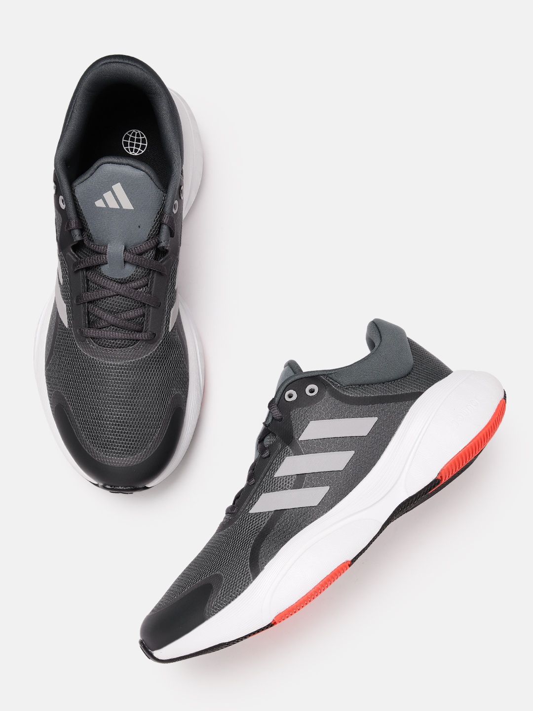 

ADIDAS Men Woven Design Striped Detail Response Solar Running Shoes, Grey