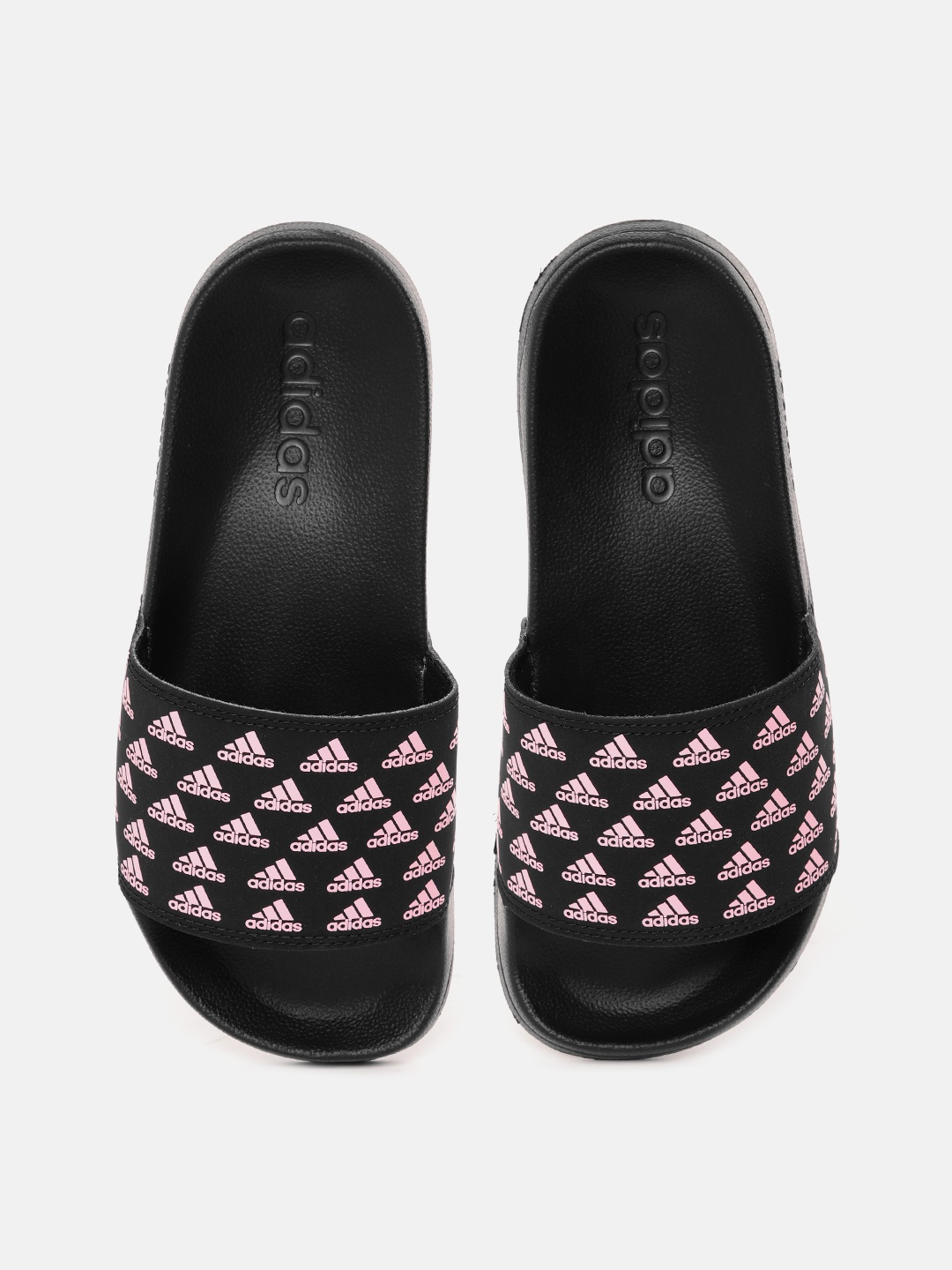 ADIDAS Women Brand Logo Print Sliders, Black