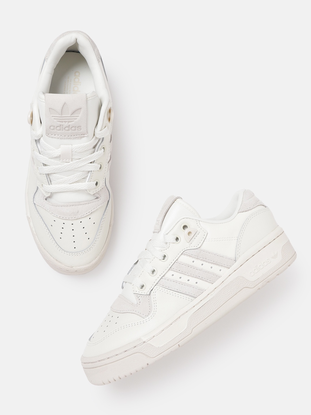 

ADIDAS Originals Women Perforated Rivalry Low Leather Sneakers, Off white