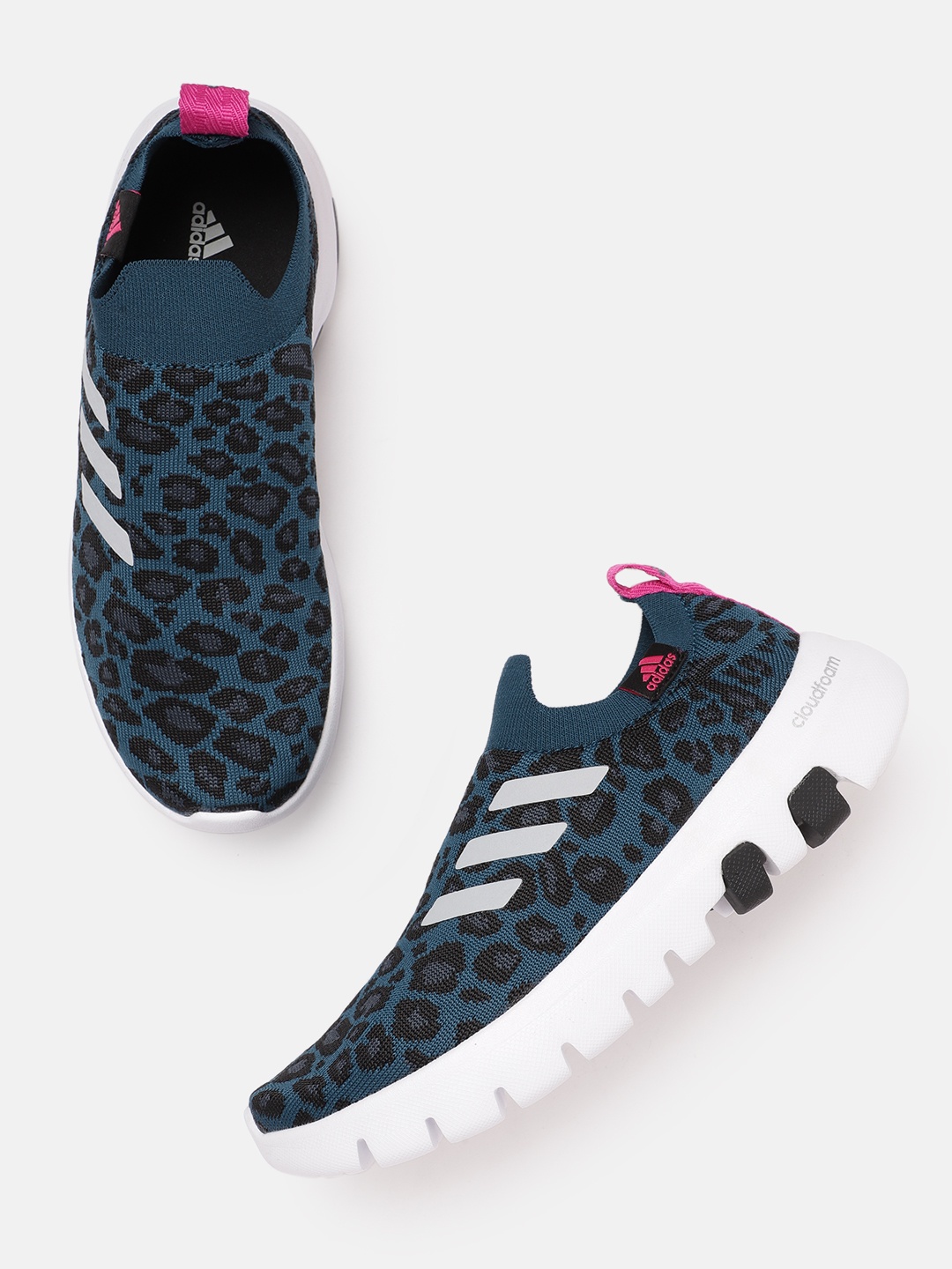 

ADIDAS Women Leopard Woven Design WalkAnew Non-Marking Walking Shoes, Blue