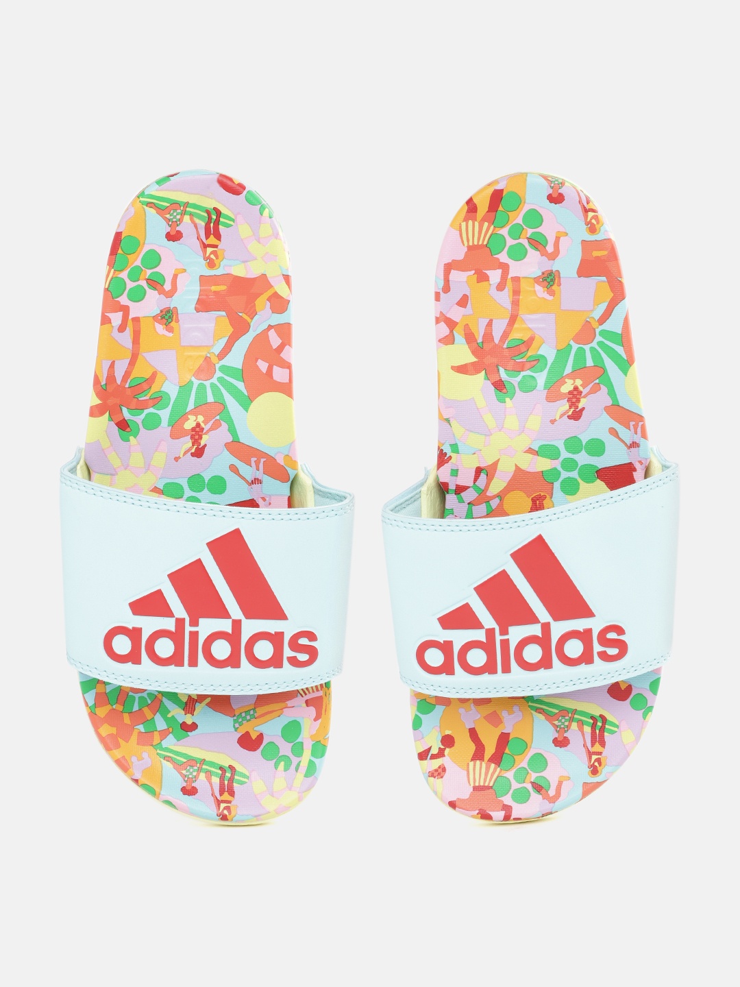 

ADIDAS Women Brand Logo Embossed & Printed Adilette Comfort Sliders, Blue
