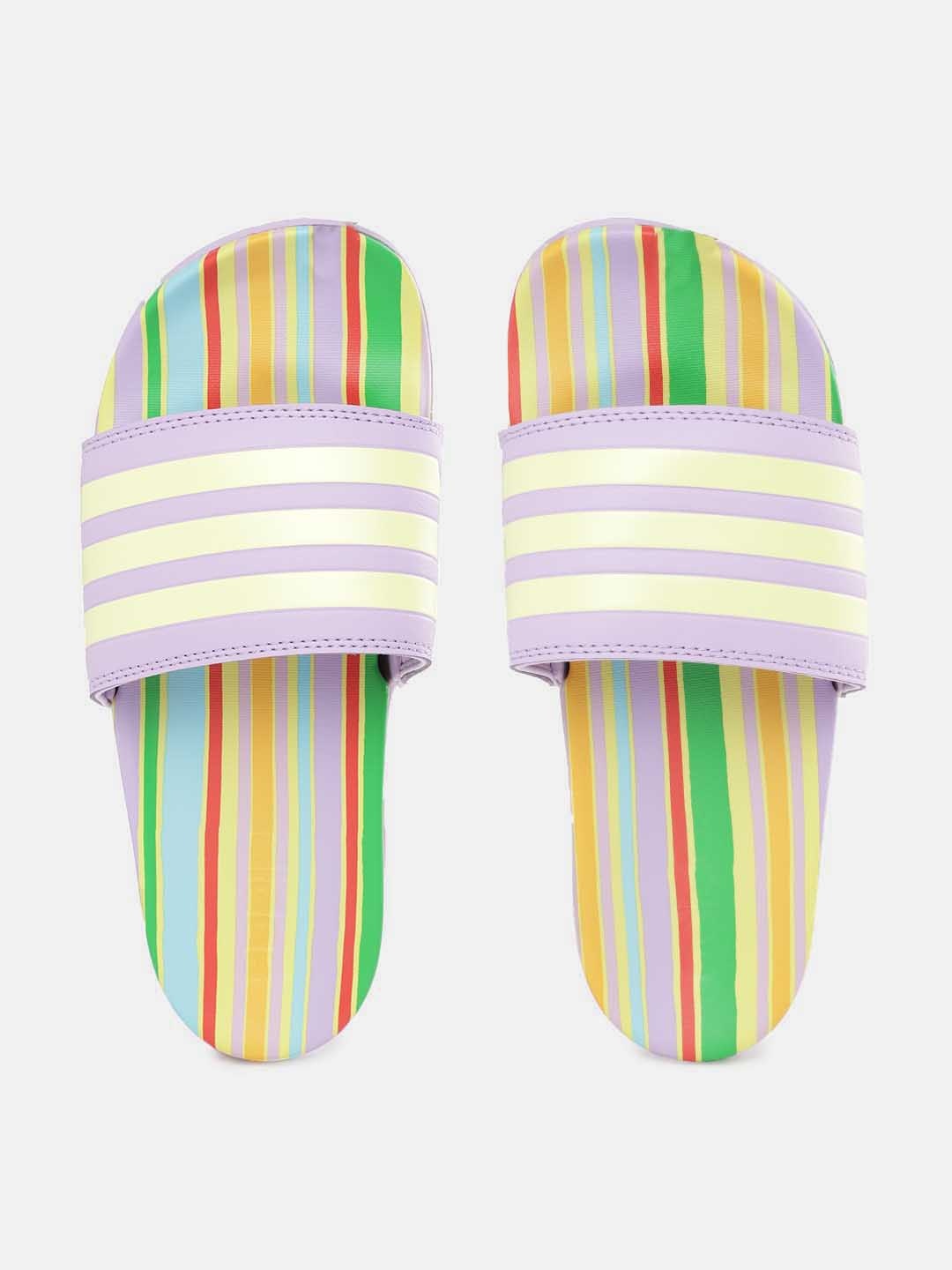 

ADIDAS Women Striped Adilette Comfort Sliders, Purple