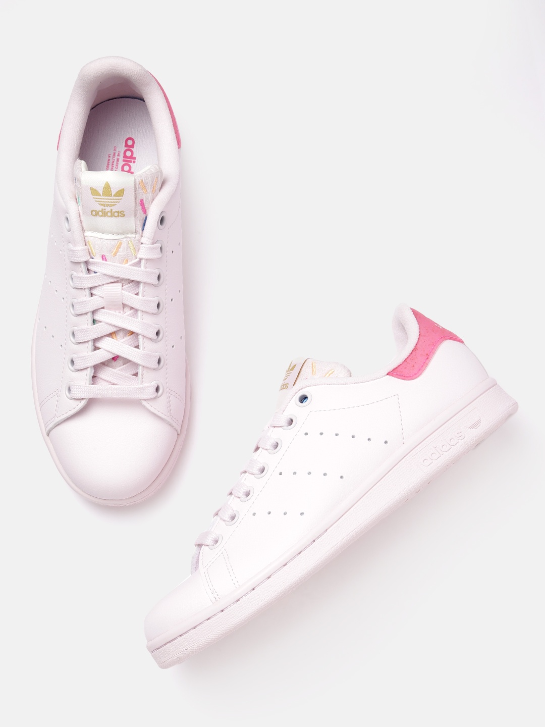 

ADIDAS Originals Women Leather Perforated Stan Smith Her Vegan Sneakers, Pink