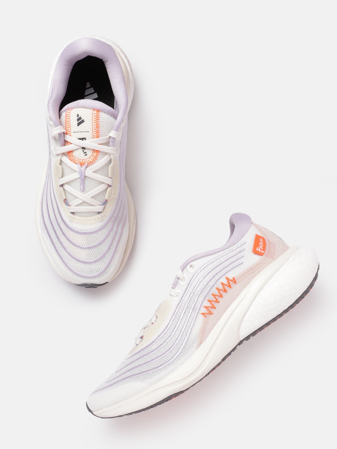

ADIDAS Women Striped Woven Design Supernova 2 X Parley Running Shoes, White