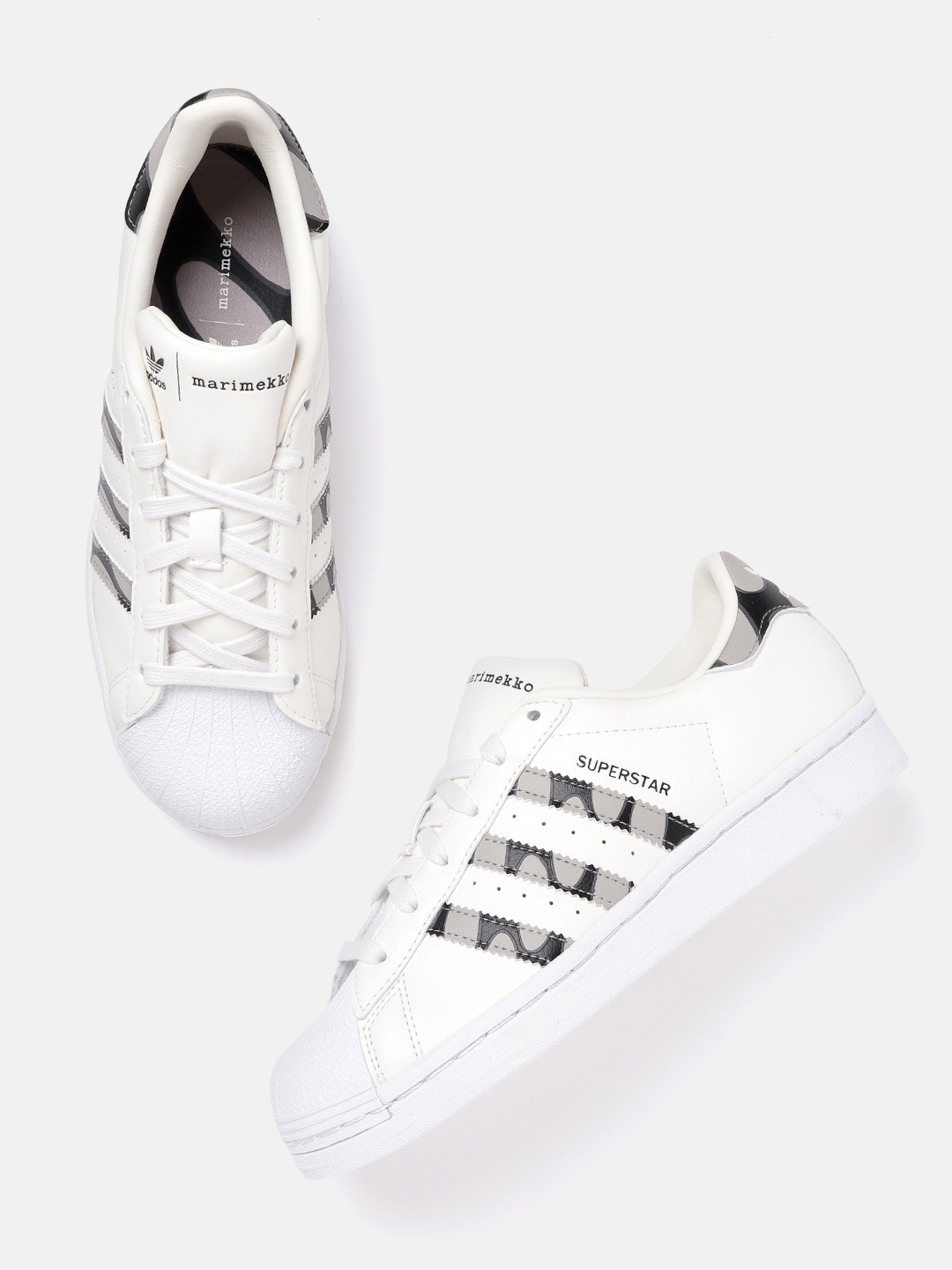 

ADIDAS Originals Women Leather Perforated X Marimekko Superstar Sneakers, White