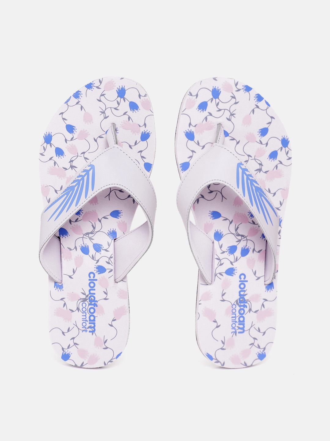 

ADIDAS Women Floral Print Thong Flip-Flops, Lavender