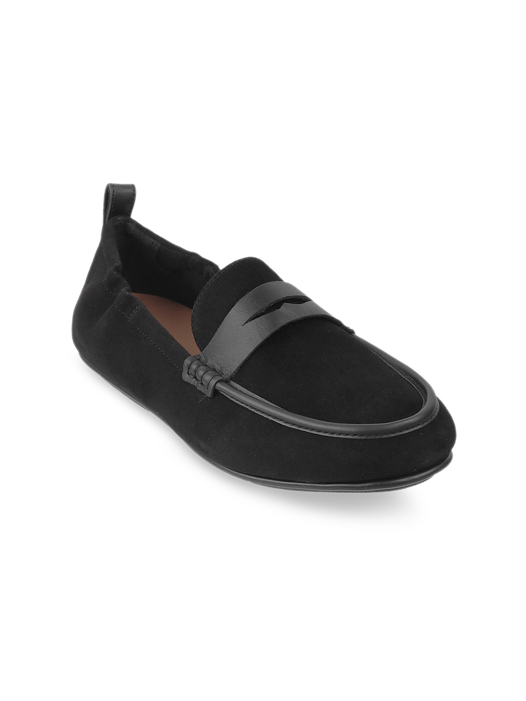 

fitflop Women Black Leather Loafers